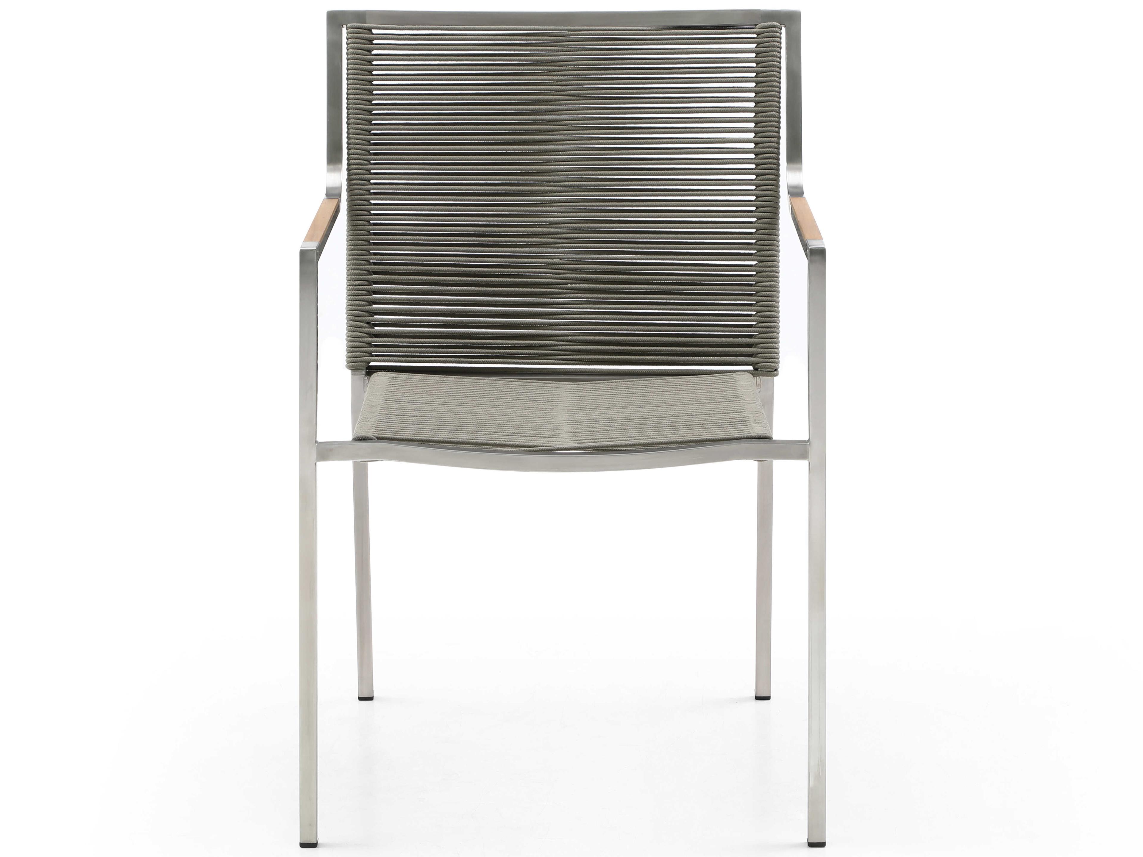 Whiteline Modern Living Outdoor Rhea Light Brown Aluminum Rope Dining Chair
