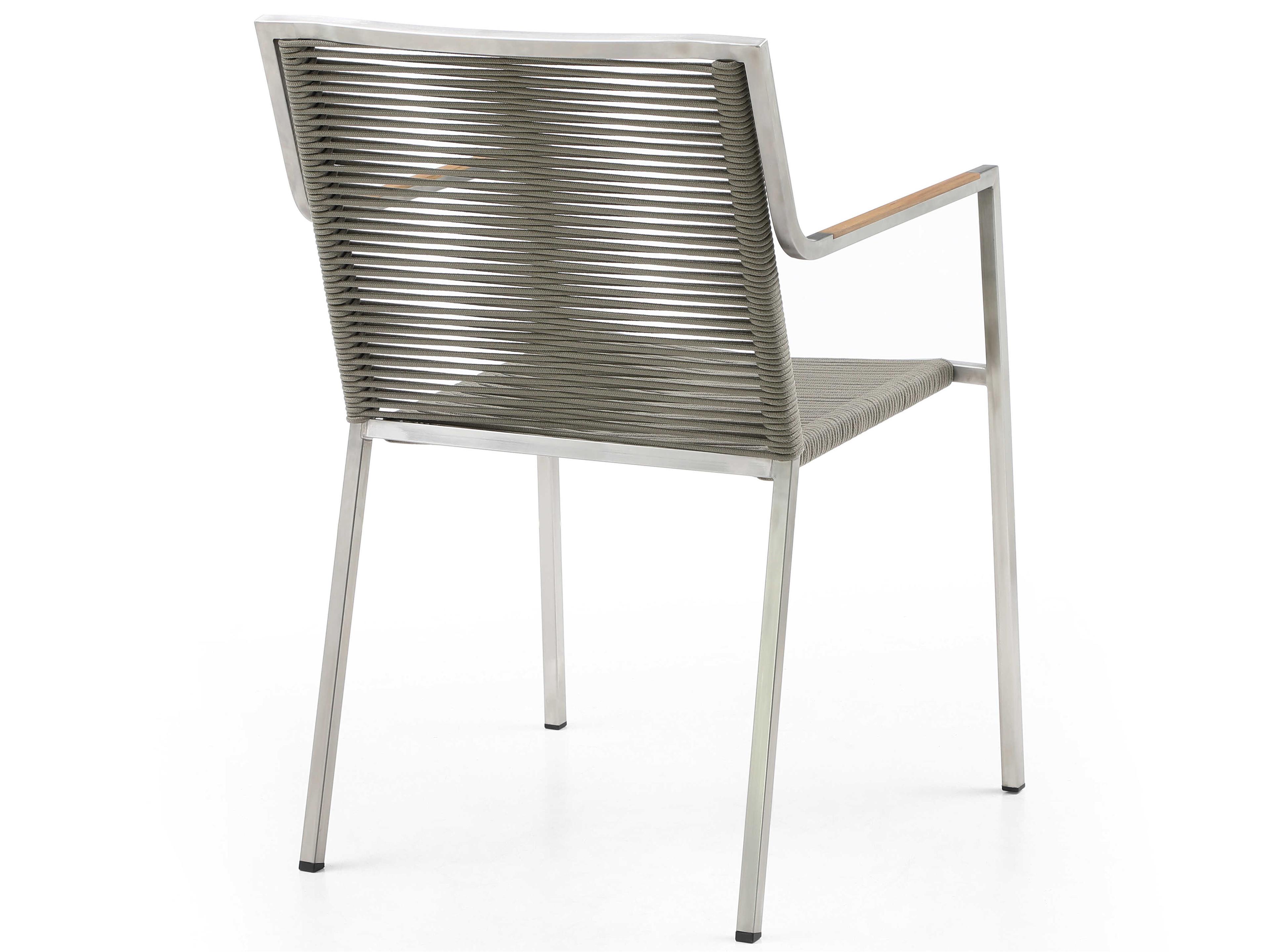 Whiteline Modern Living Outdoor Rhea Light Brown Aluminum Rope Dining Chair