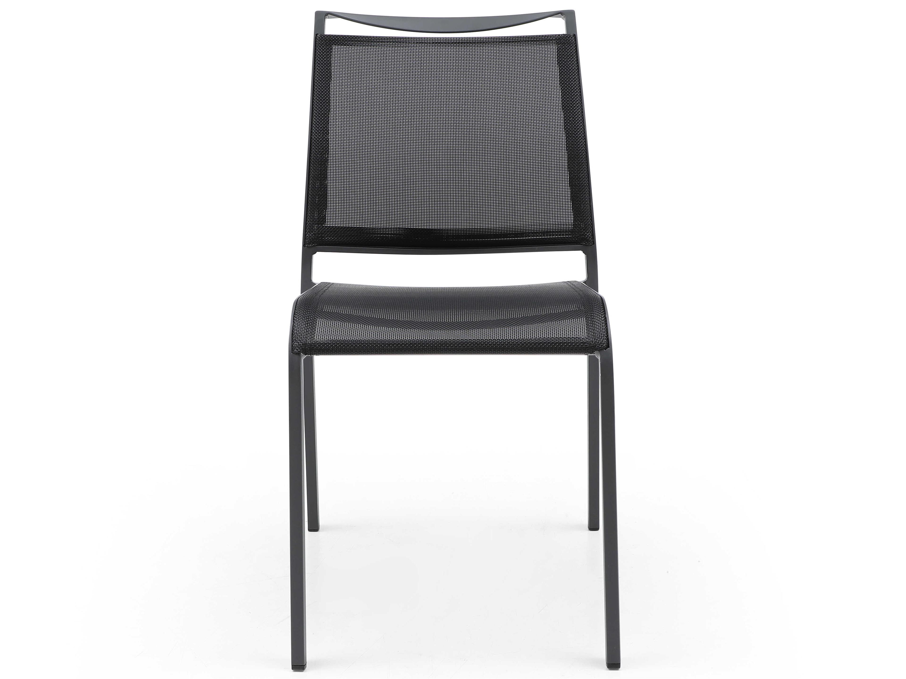 Whiteline Modern Living Outdoor Aloha Dark Grey Black Aluminum Sling Dining Chair
