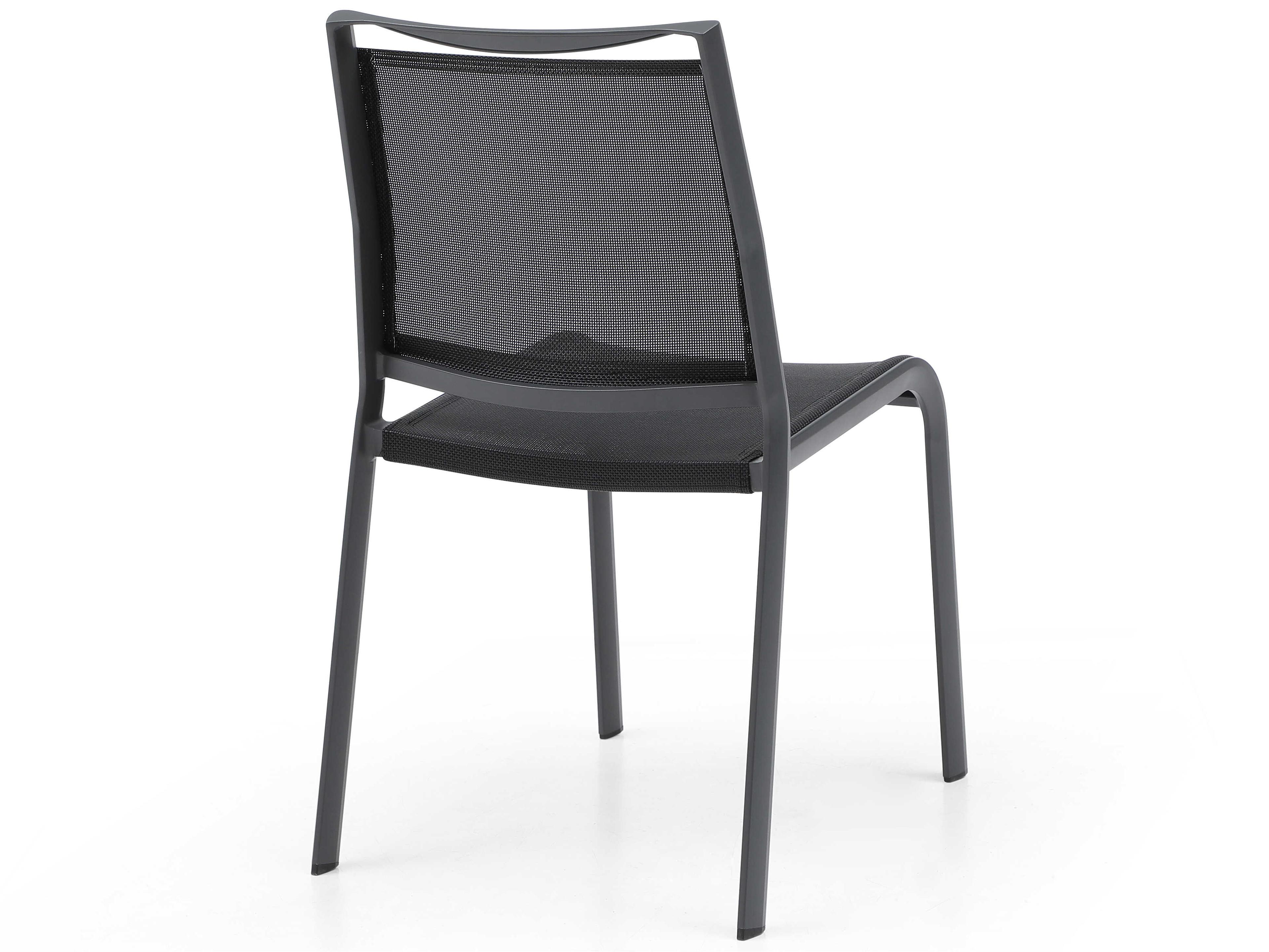 Whiteline Modern Living Outdoor Aloha Dark Grey Black Aluminum Sling Dining Chair