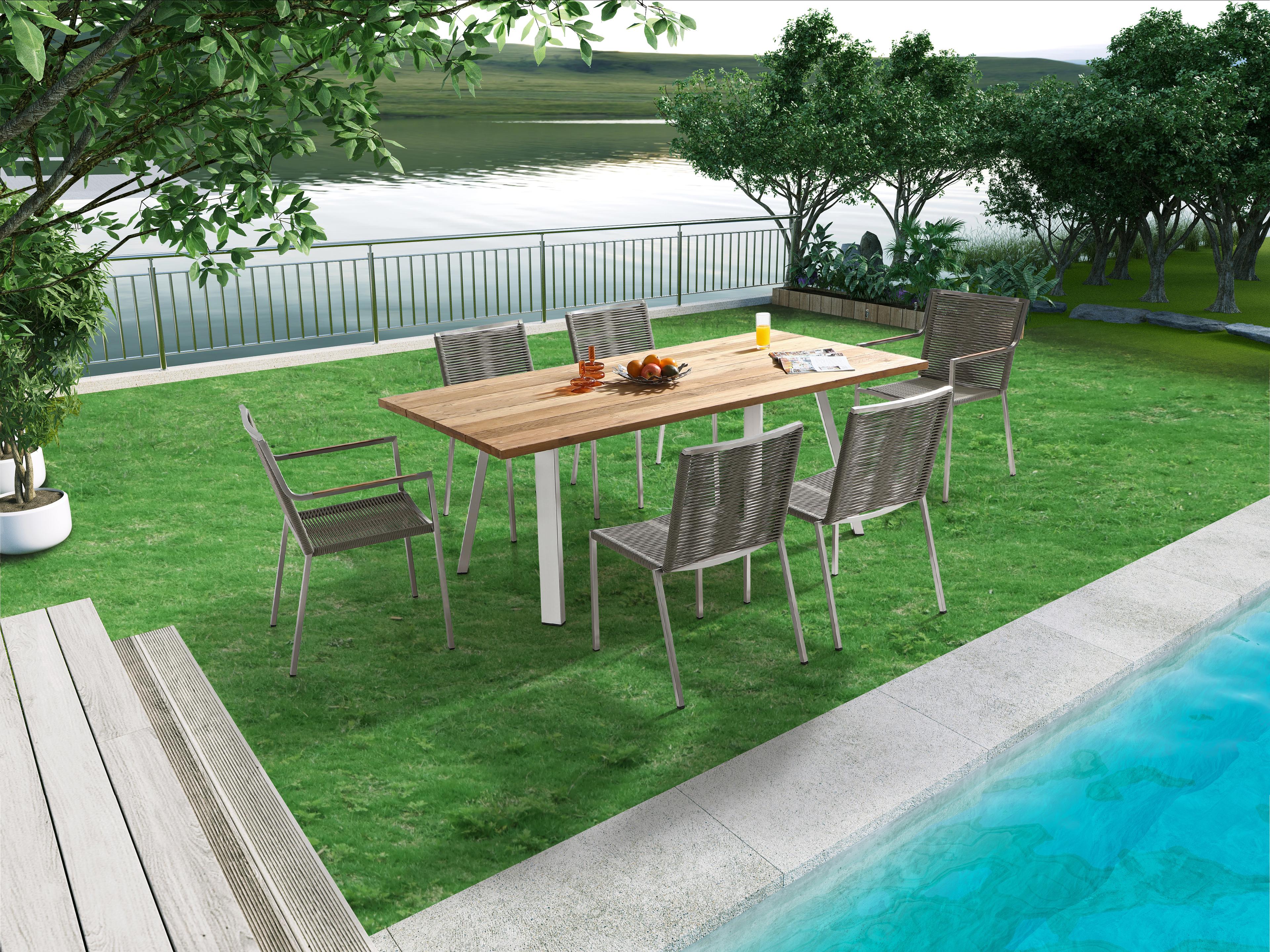 Whiteline Modern Living Outdoor Rhea Brown Wood Rectangular Dining Table