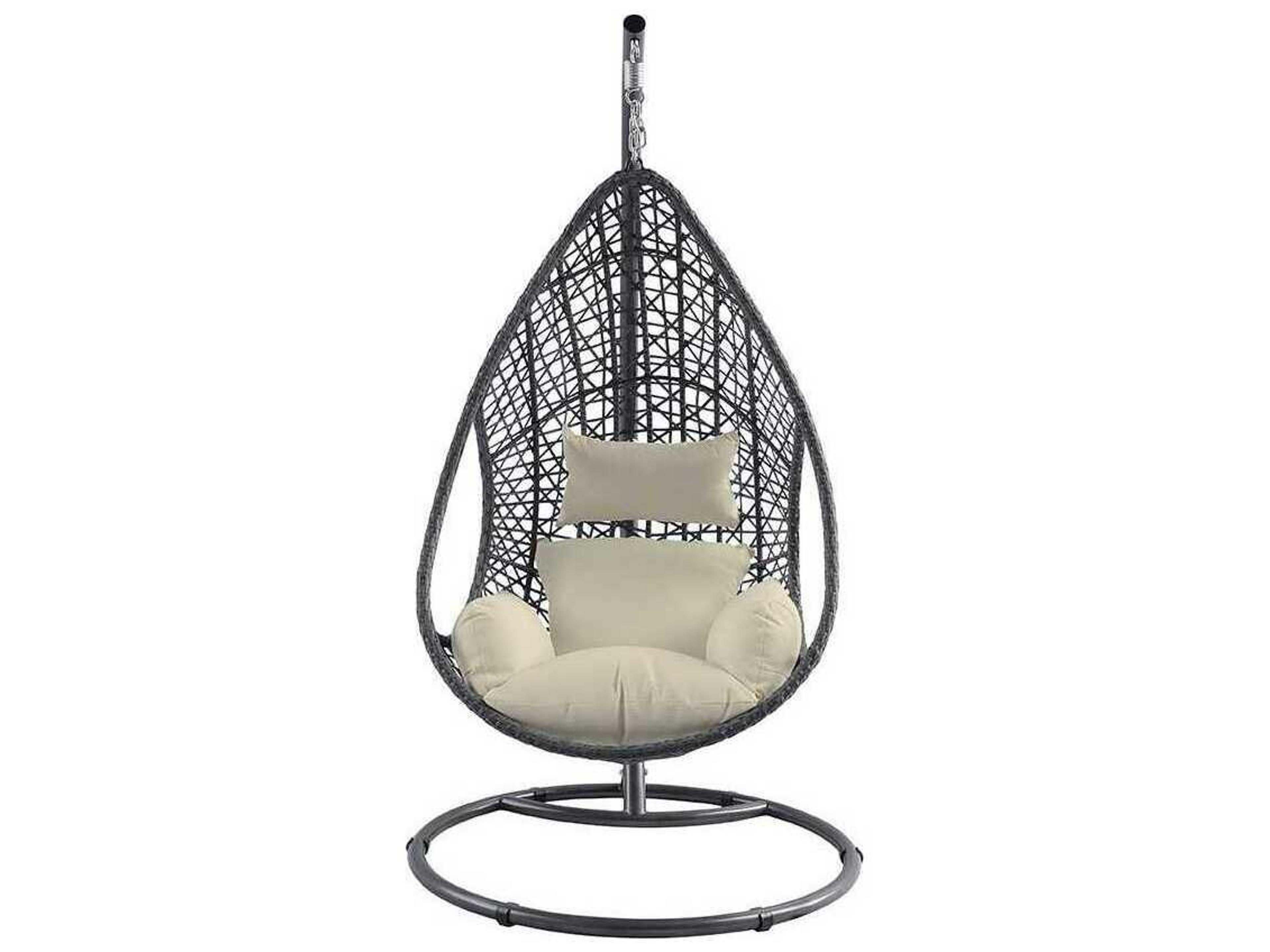 Whiteline Modern Living Outdoor Bravo Grey White Aluminum Cushion Swing