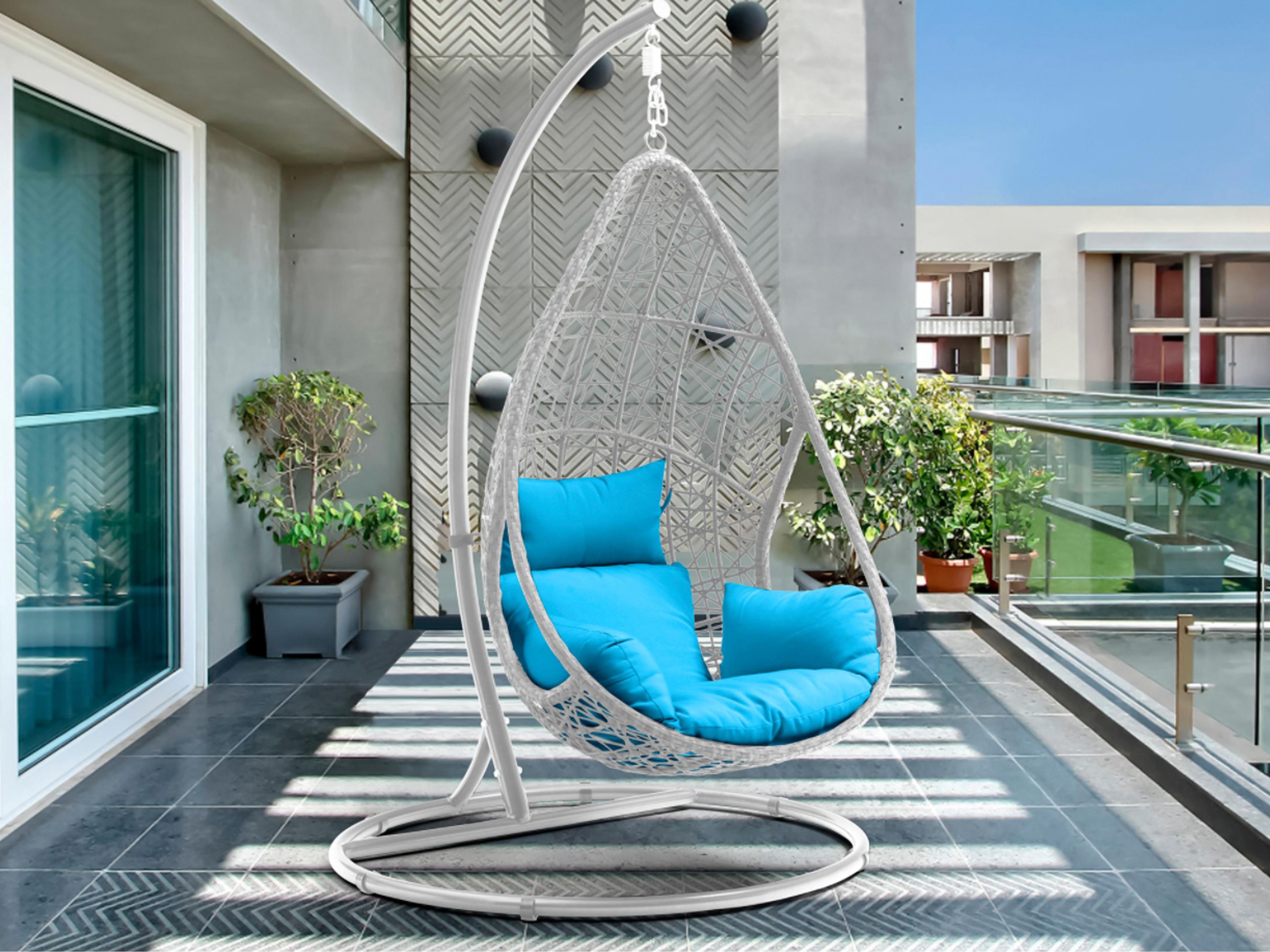 Whiteline Modern Living Outdoor Bravo White Aluminum Cushion Swing