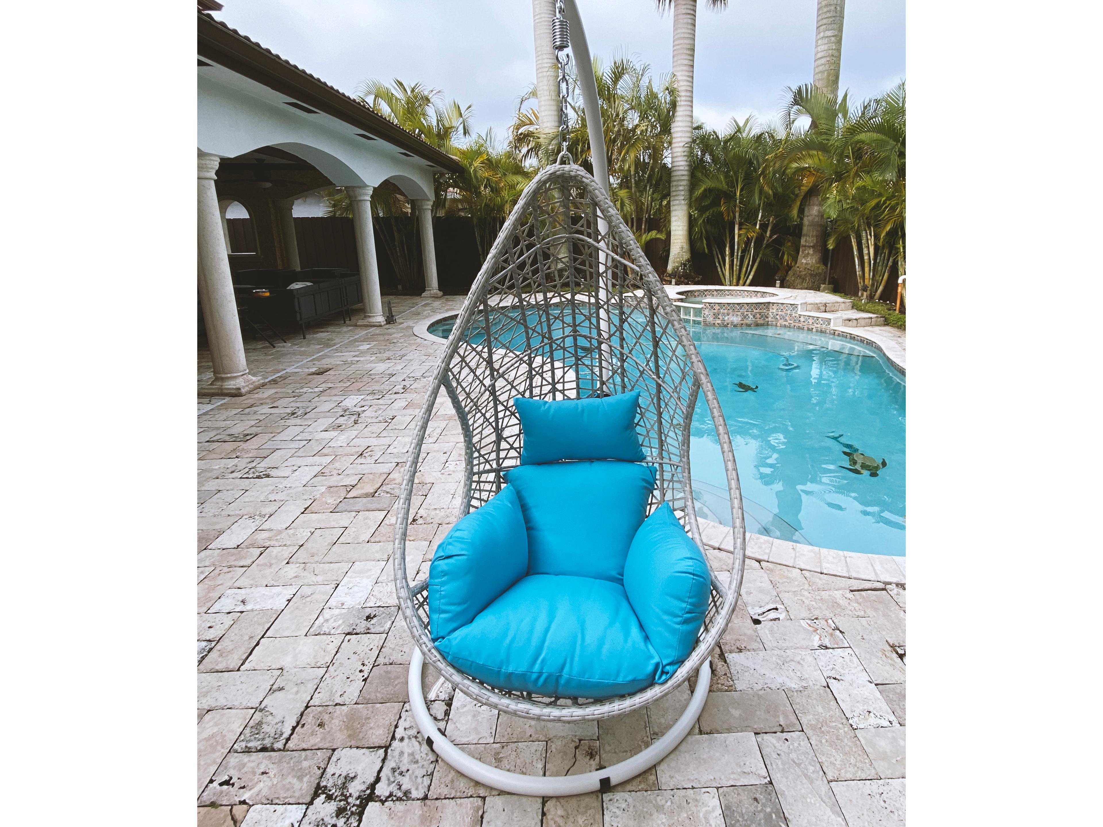 Whiteline Modern Living Outdoor Bravo White Aluminum Cushion Swing