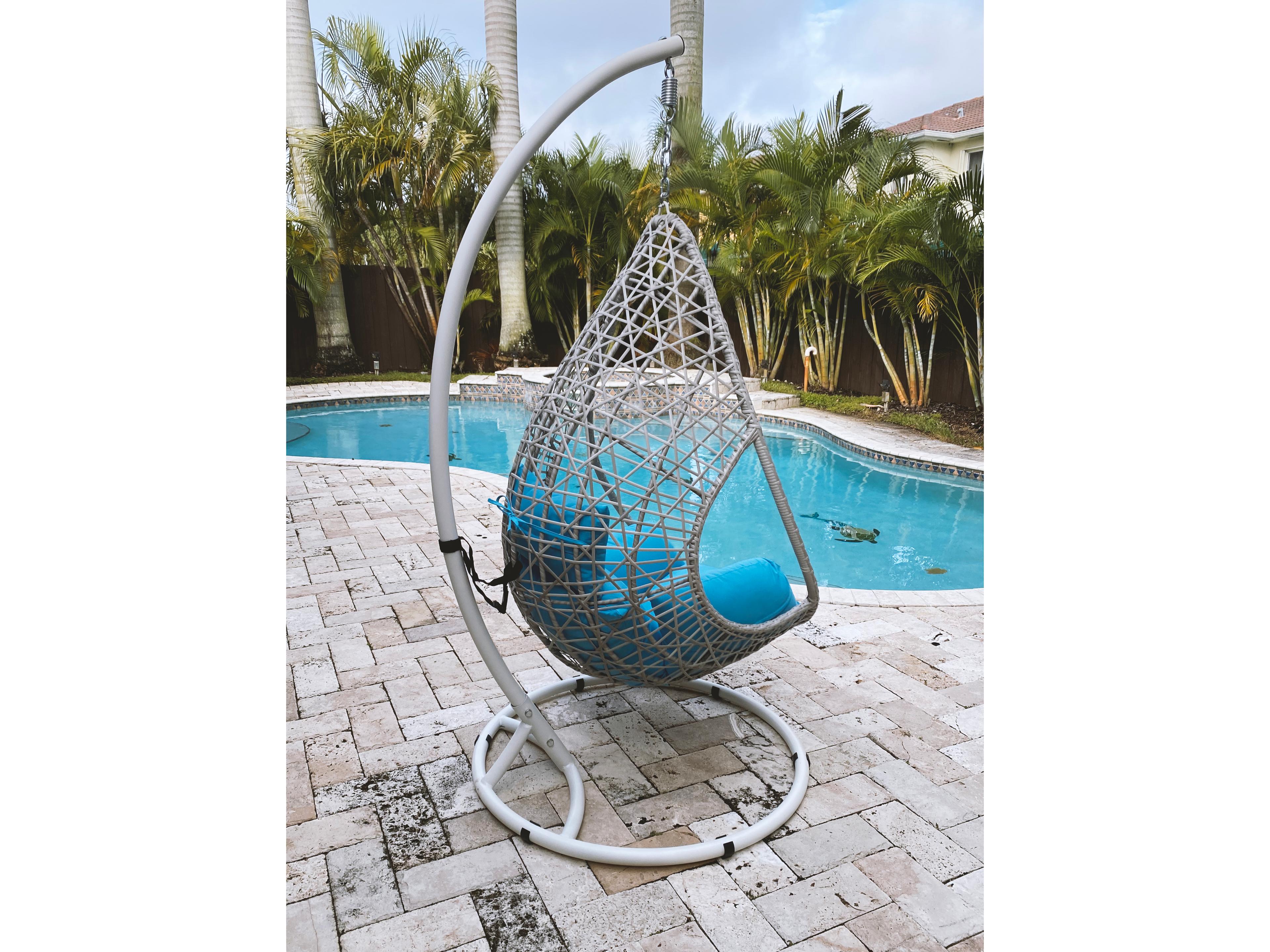 Whiteline Modern Living Outdoor Bravo White Aluminum Cushion Swing