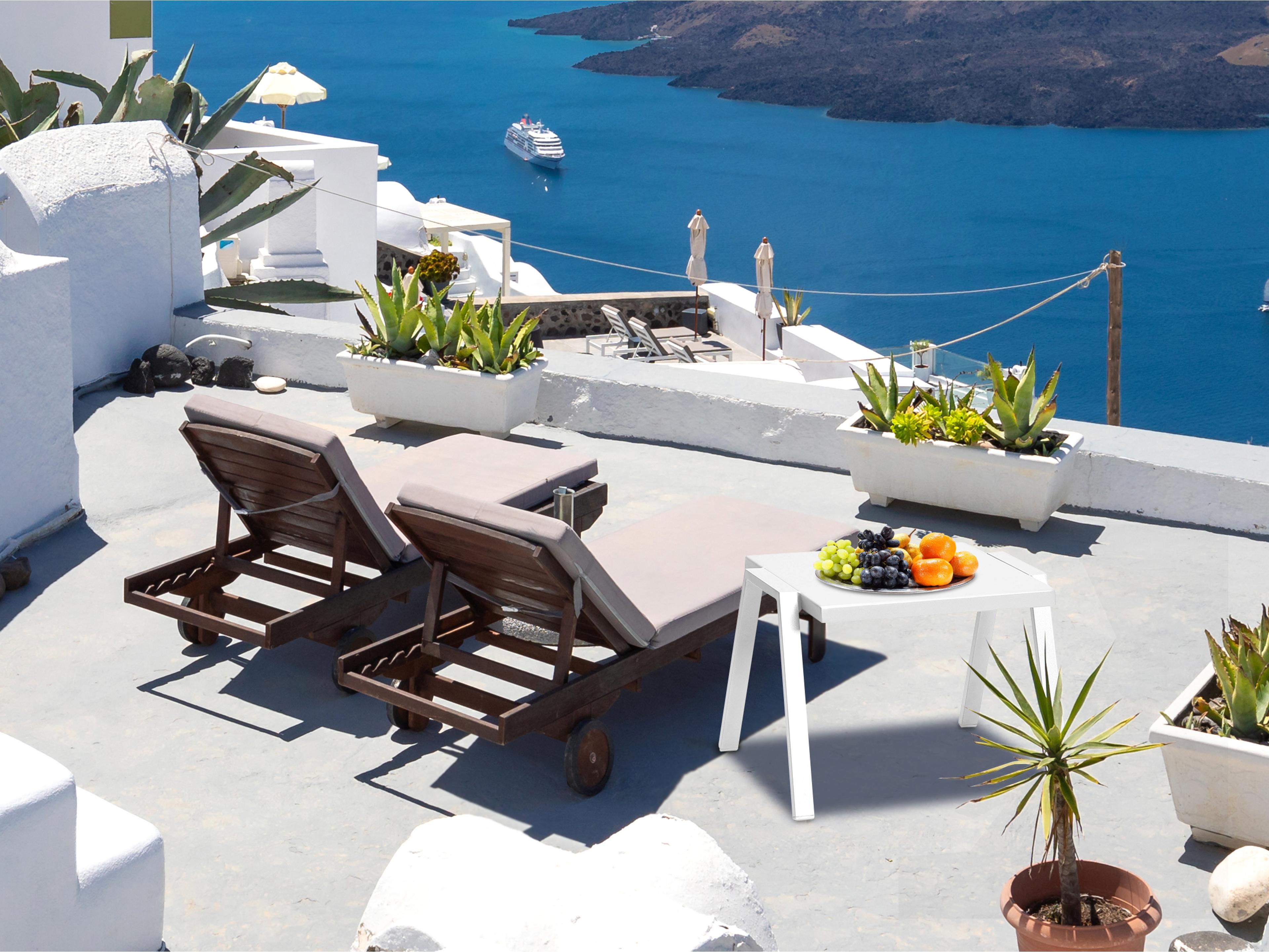 Whiteline Modern Living Outdoor Rio White Aluminum Rectangular End Table