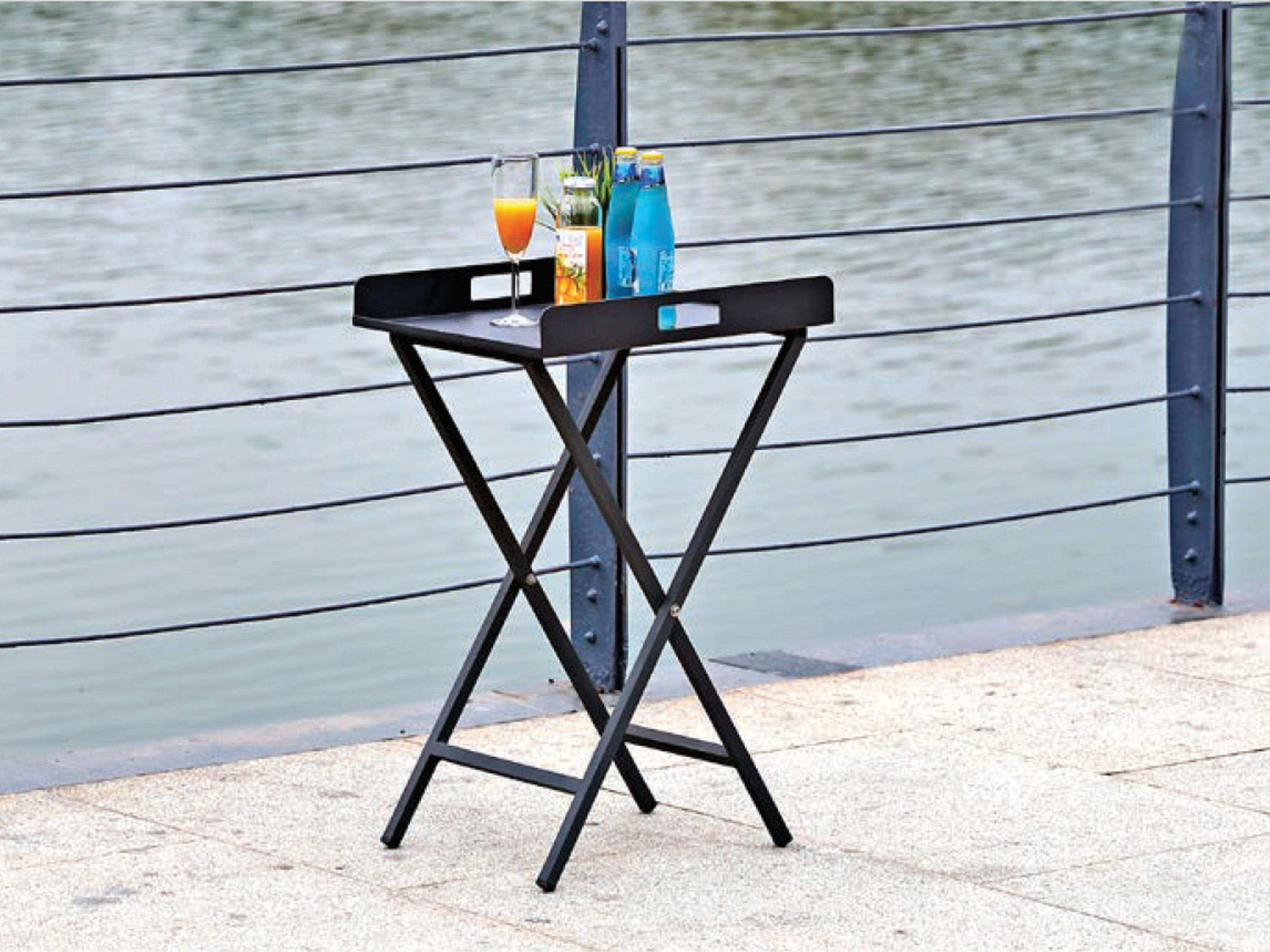 Whiteline Modern Living Outdoor Kai Grey Aluminum Rectangular End Table