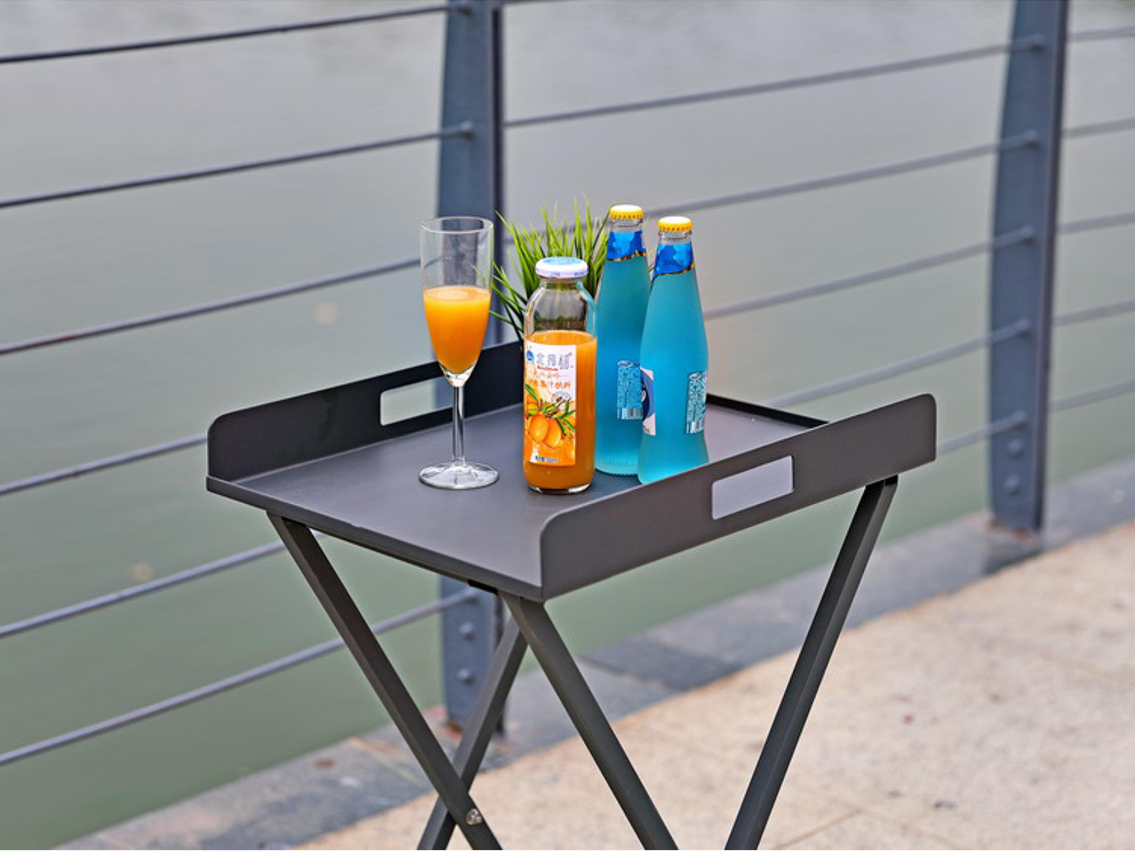 Whiteline Modern Living Outdoor Kai Grey Aluminum Rectangular End Table