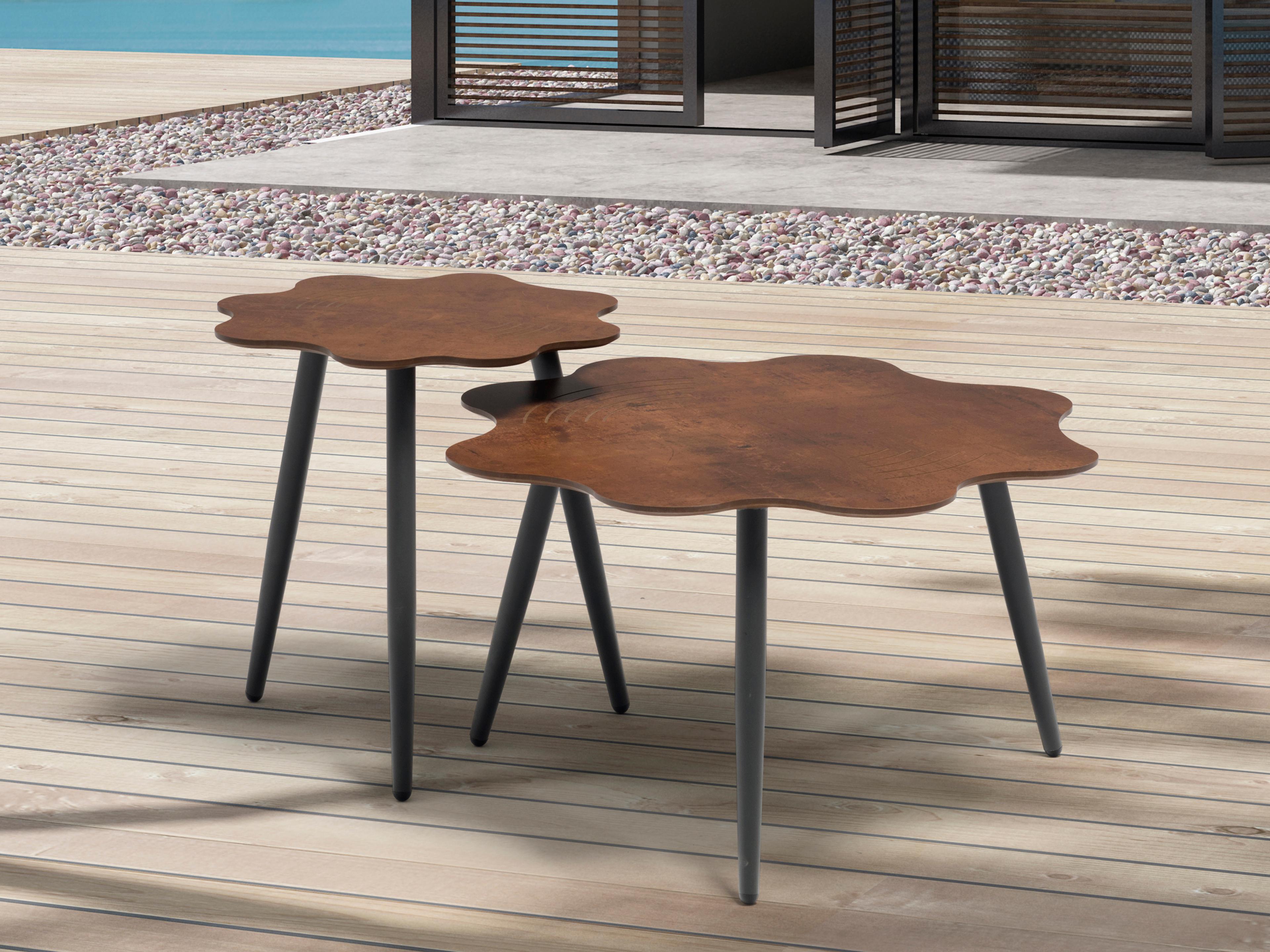 Whiteline Modern Living Outdoor Flora Brown Aluminum End Table