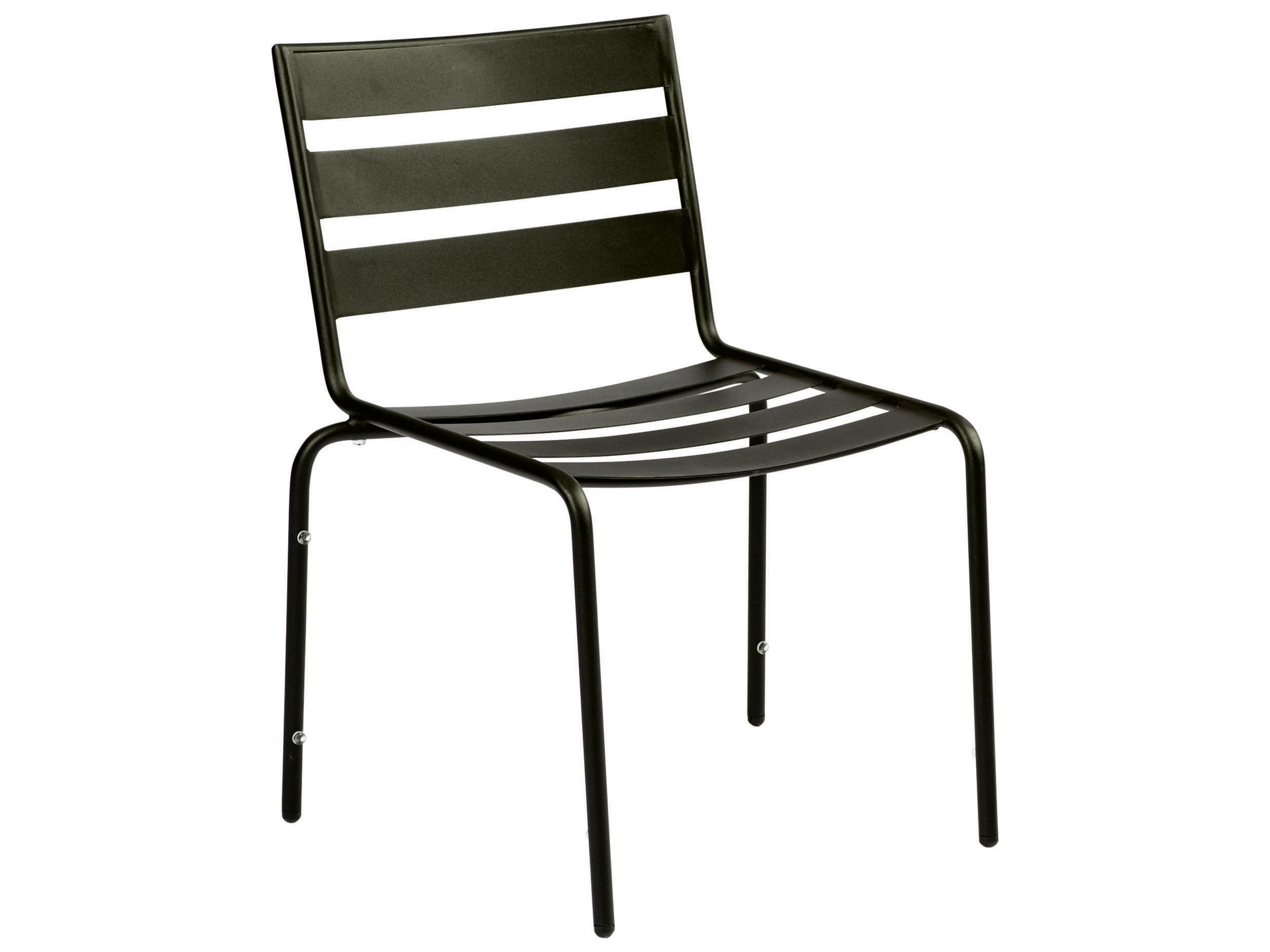 Cafe Series Wrought Iron Textured Black Stackable Outdoor Dining Chair