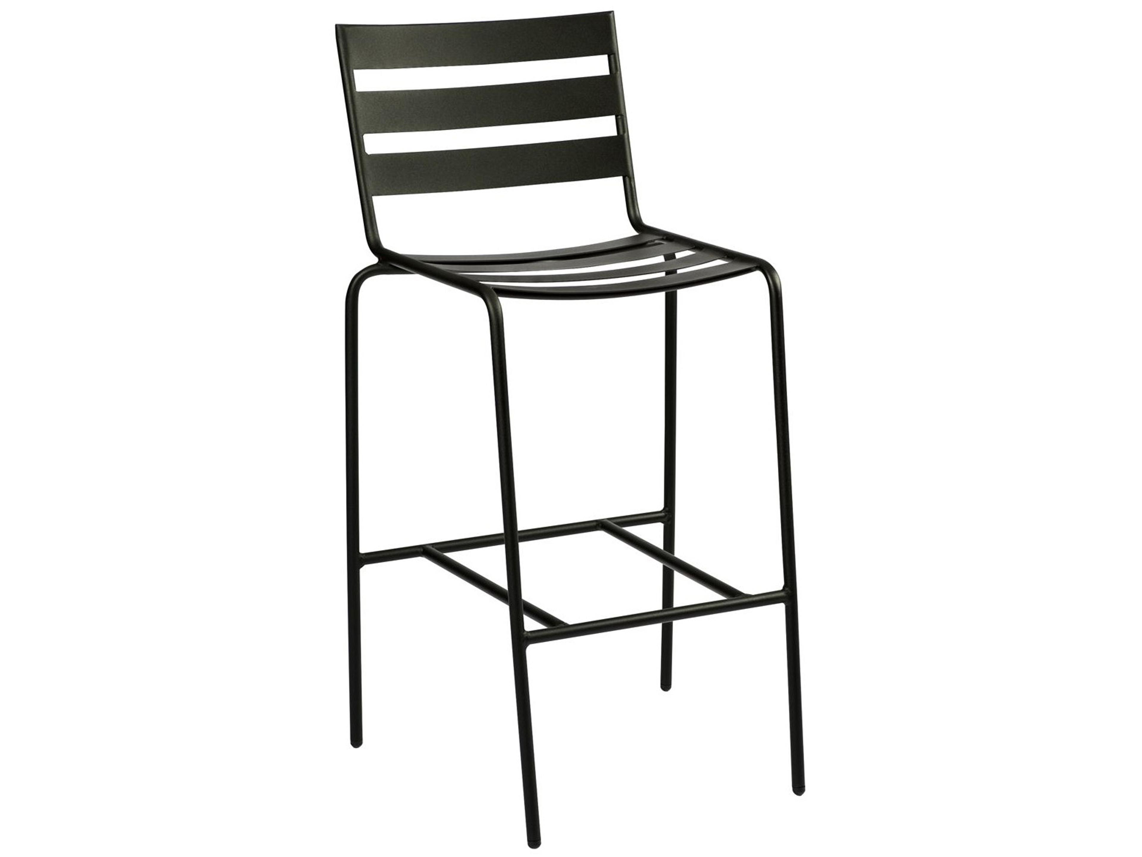 Cafe Series Wrought Iron Metro Outdoor Bar Stool -Textured Black