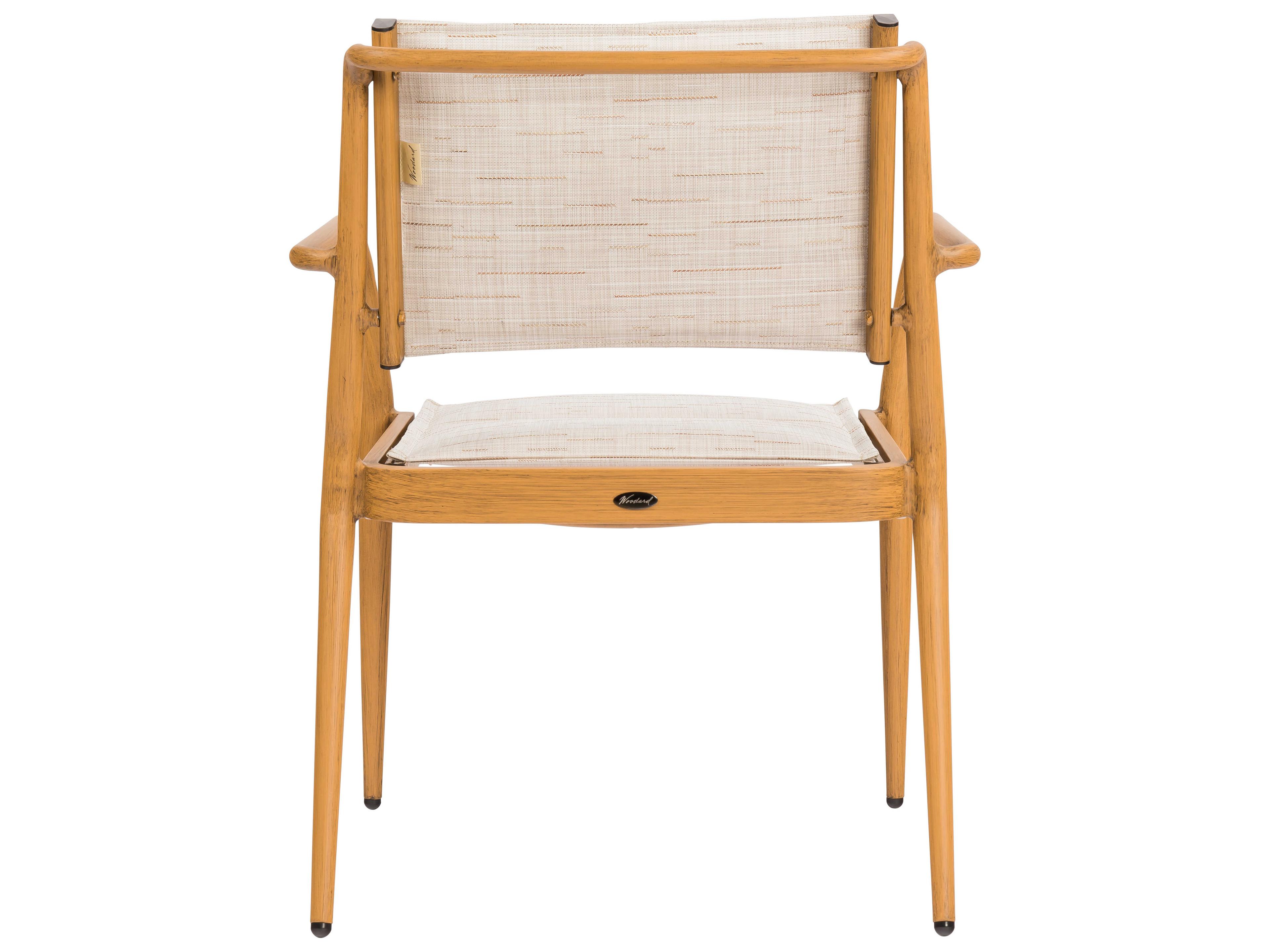 Woodard Daytona Padded Sling Aluminum Stackable Patio Dining Arm Chair