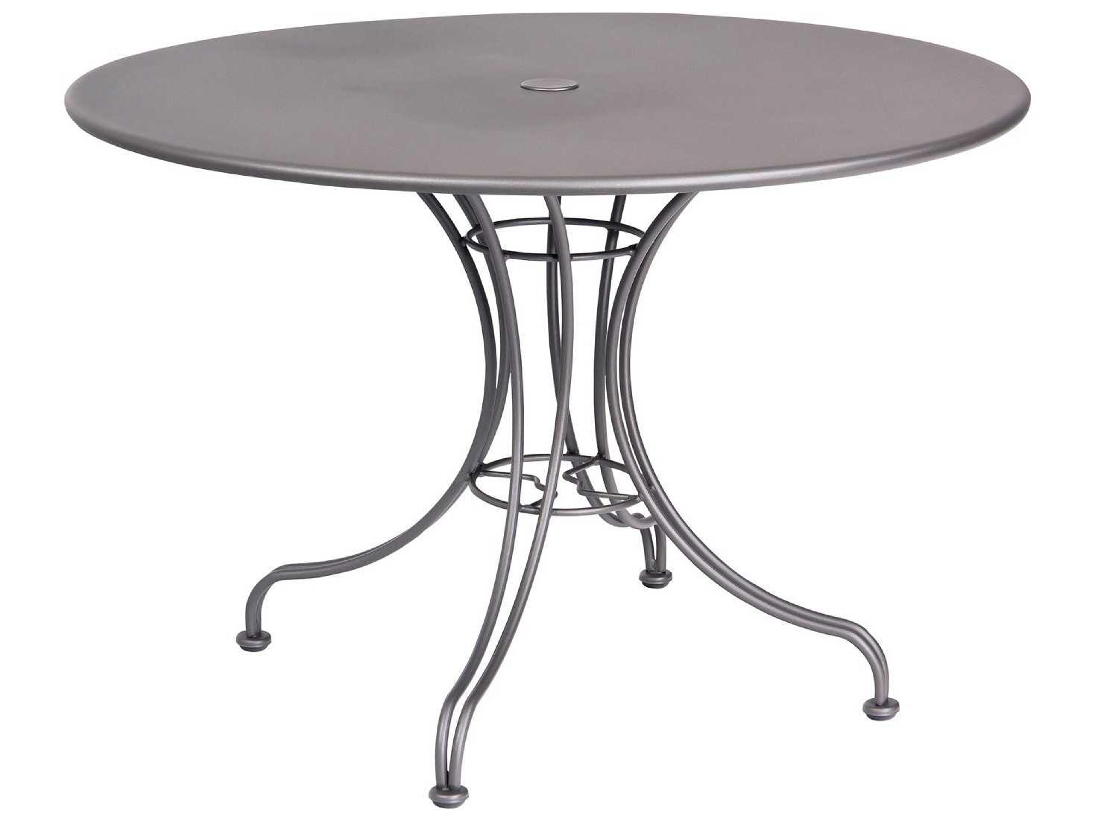Wrought Iron Round Patio Dining Table with Umbrella Hole