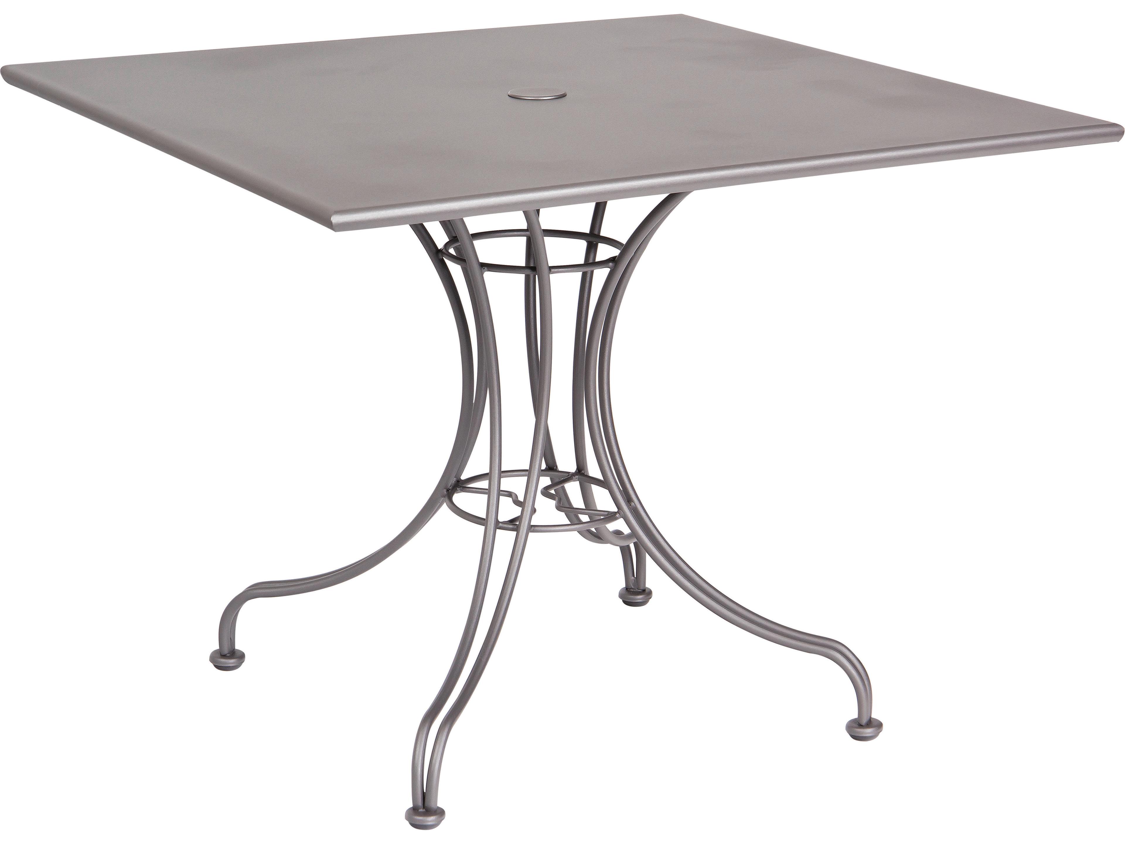 Wrought Iron Square Outdoor Patio Dining Table with Umbrella Hole