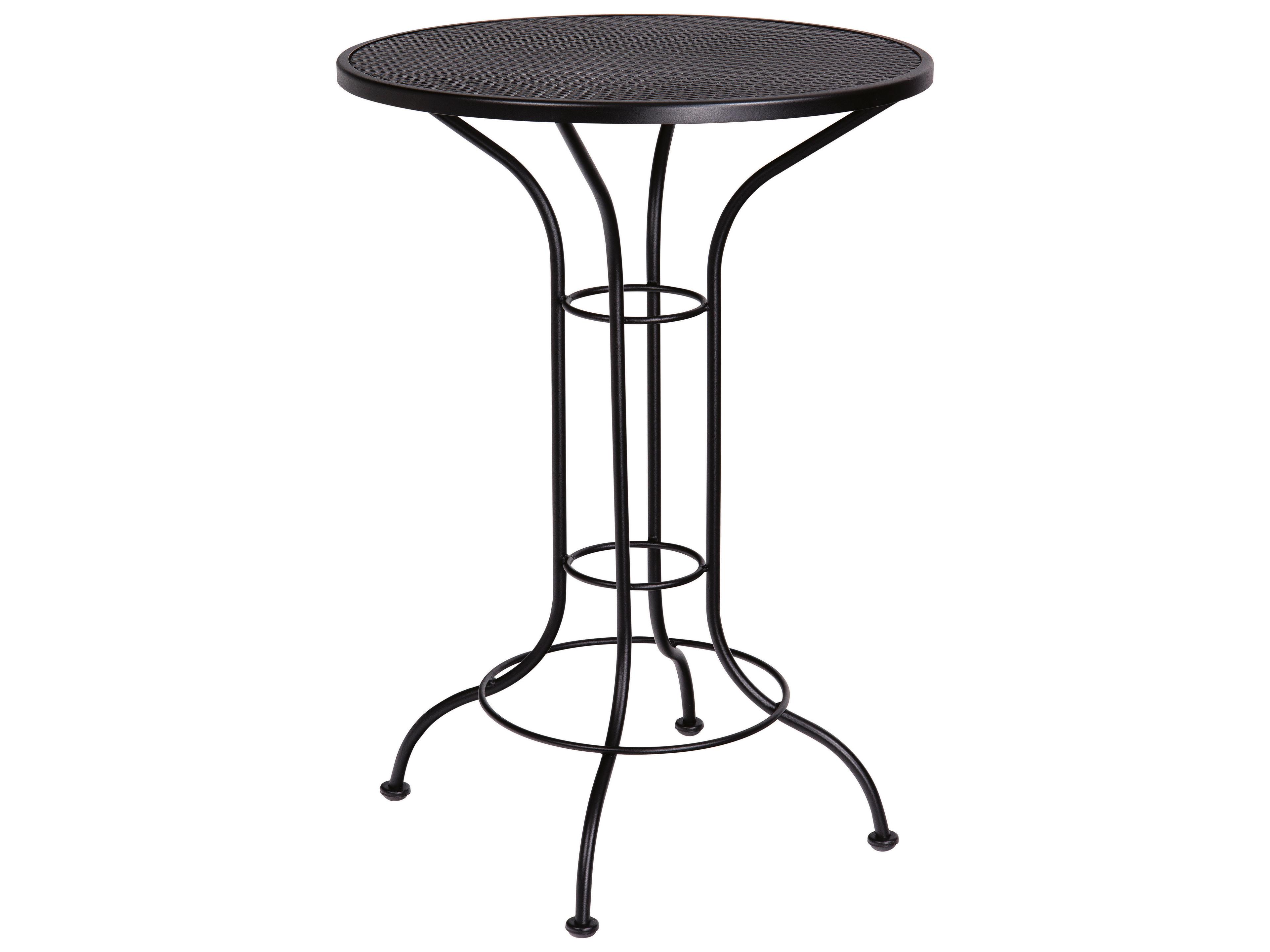Aurora Wrought Iron Round Mesh Top Outdoor Bar Height Table