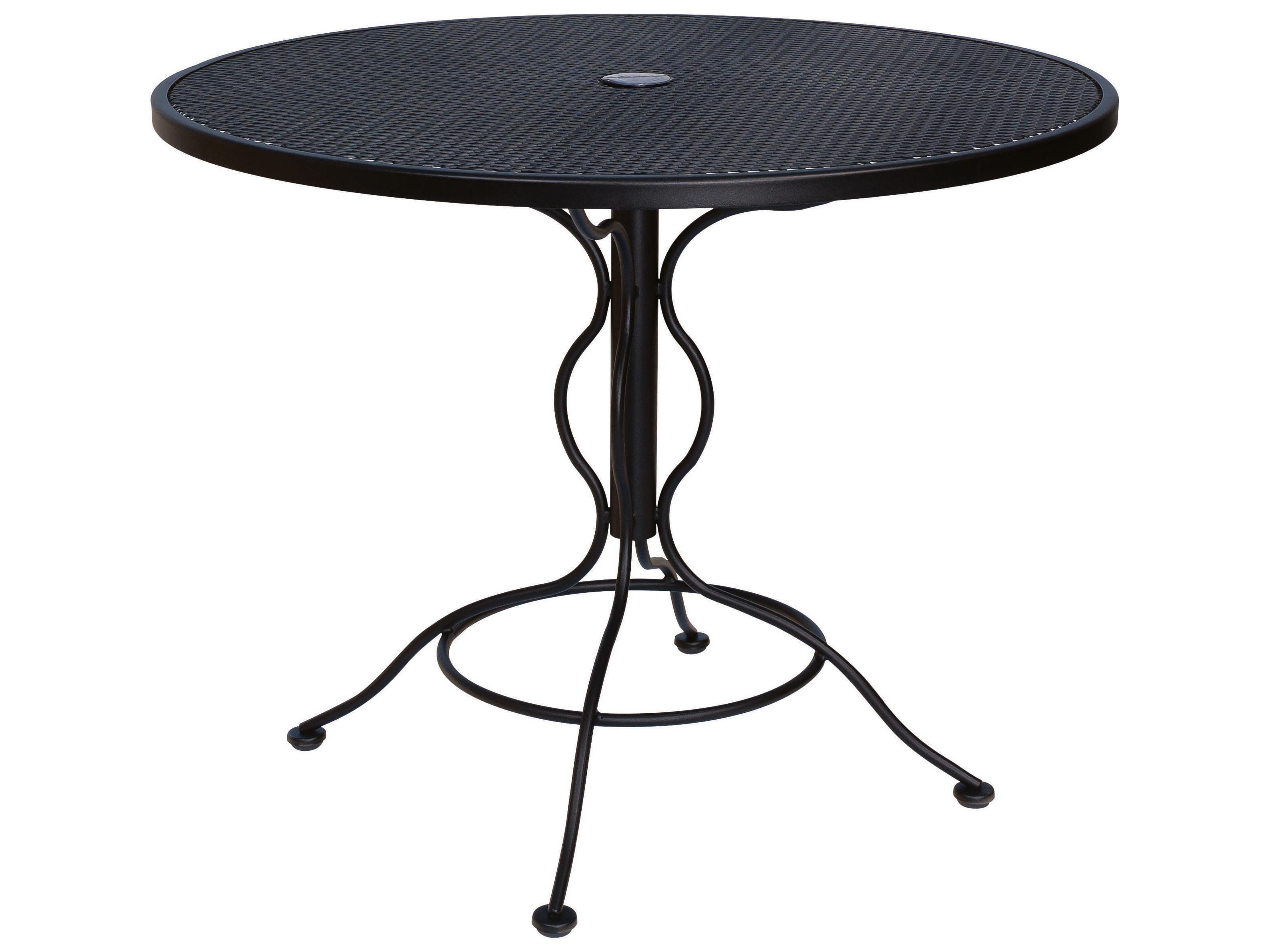 Wrought Iron Mesh Round Bistro Table with Umbrella Hole