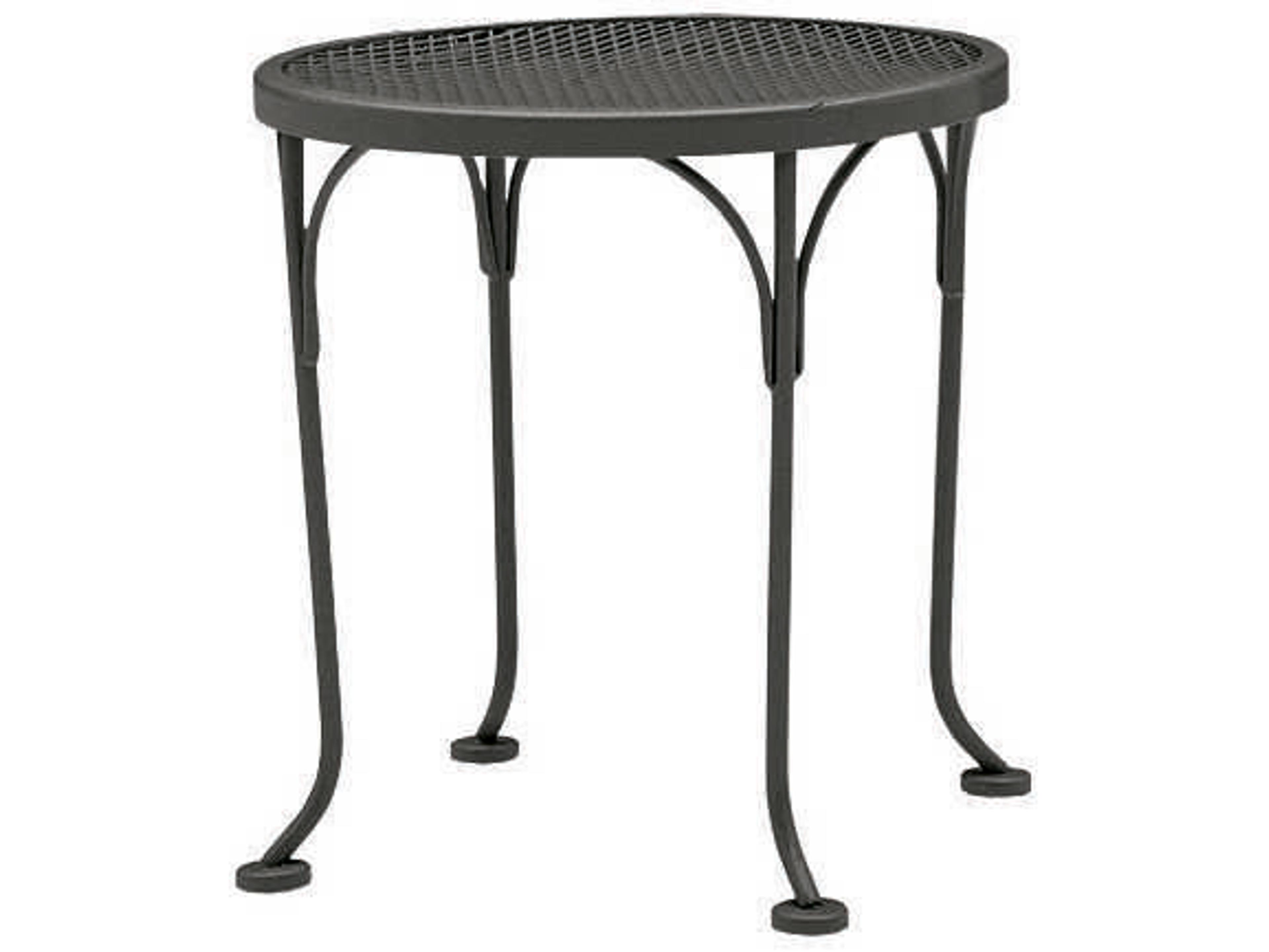 Wrought Iron Mesh Round Outdoor End Table