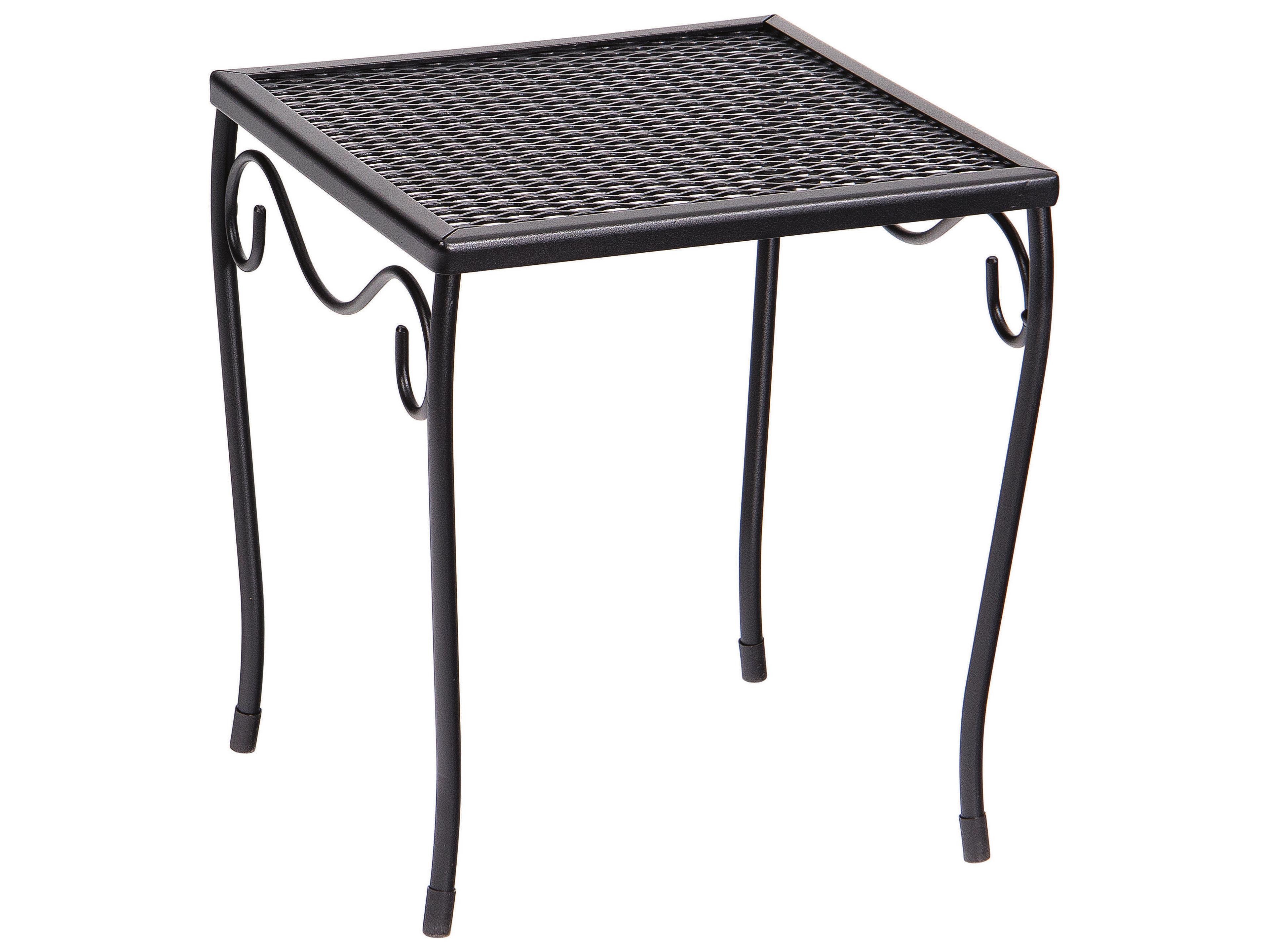 Wrought Iron Mesh Square Small Outdoor Patio End Table