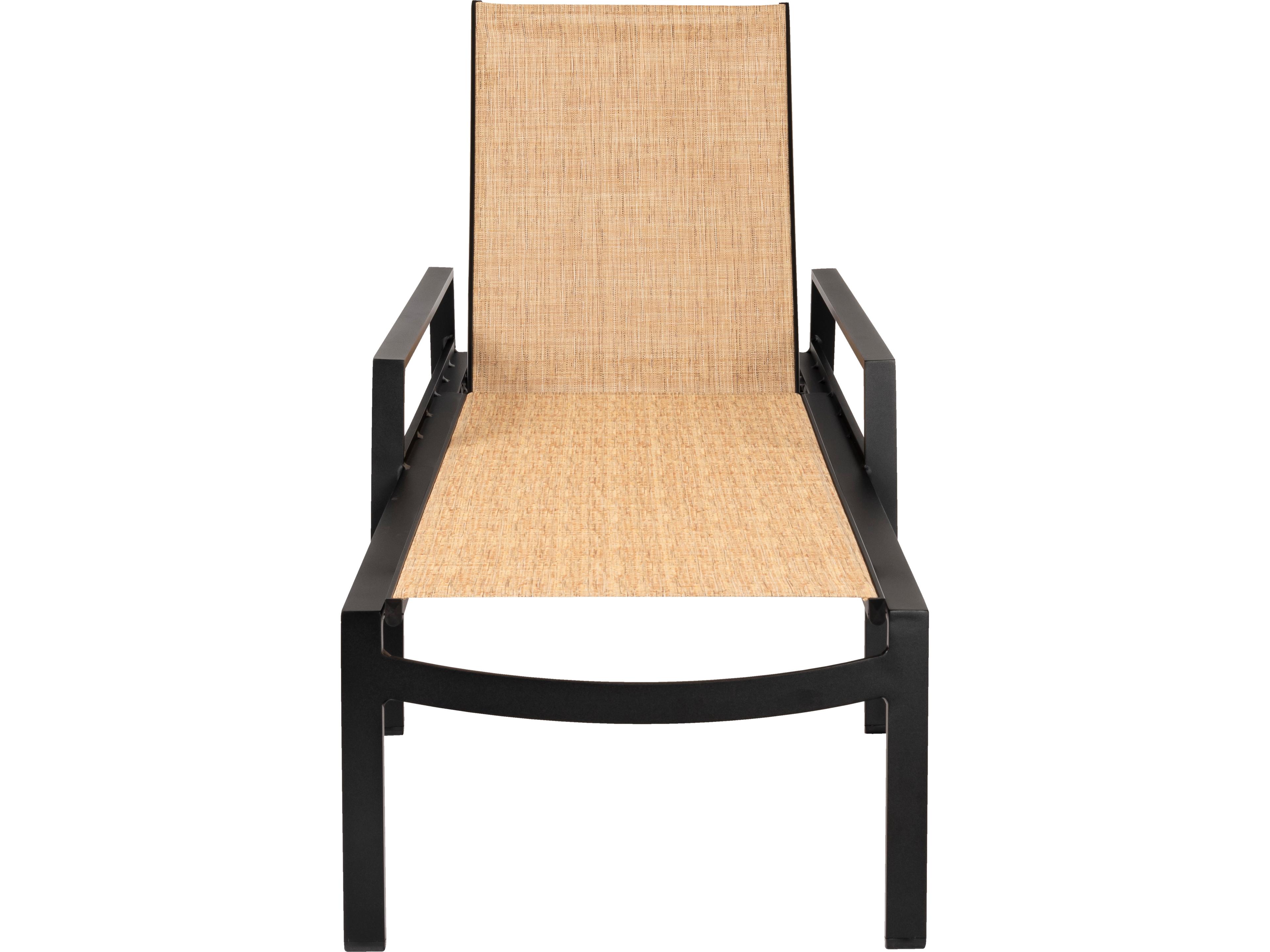 Woodard Hudson Sling Aluminum Adjustable Outdoor Patio Chaise Lounge with Arms