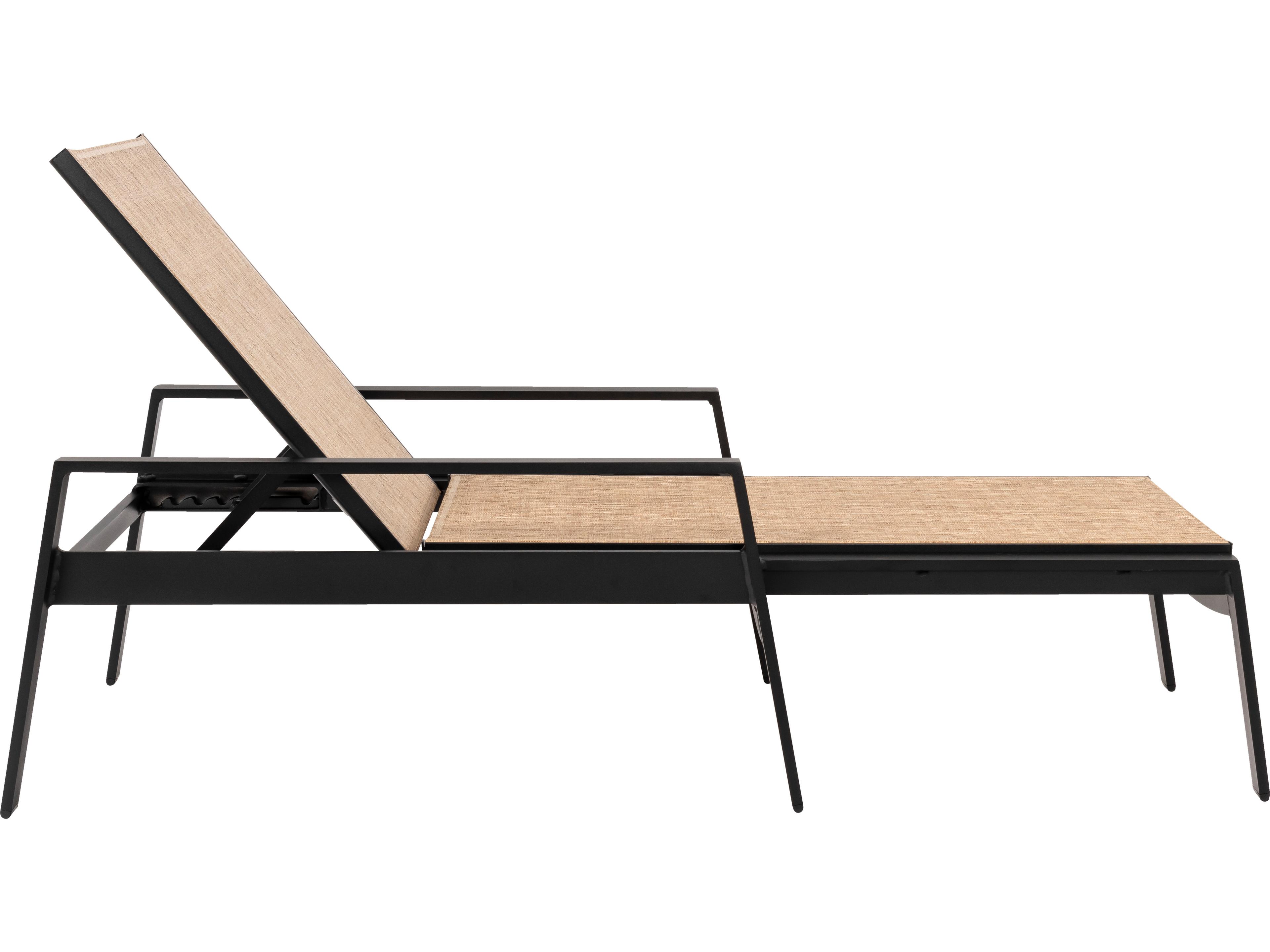 Woodard Hudson Sling Aluminum Adjustable Outdoor Patio Chaise Lounge with Arms