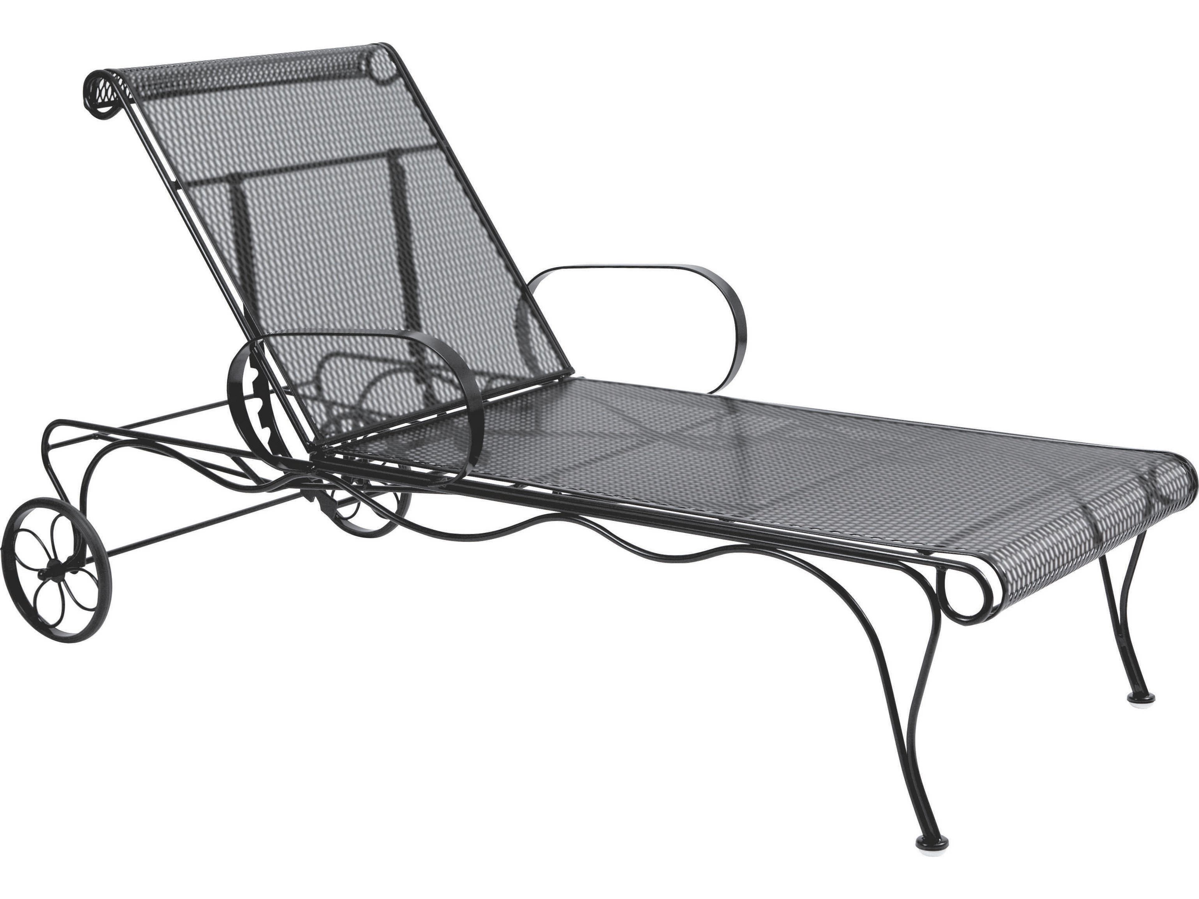 Tucson Mesh Wrought Iron Adjustable Outdoor Patio Chaise Lounge with Cushion