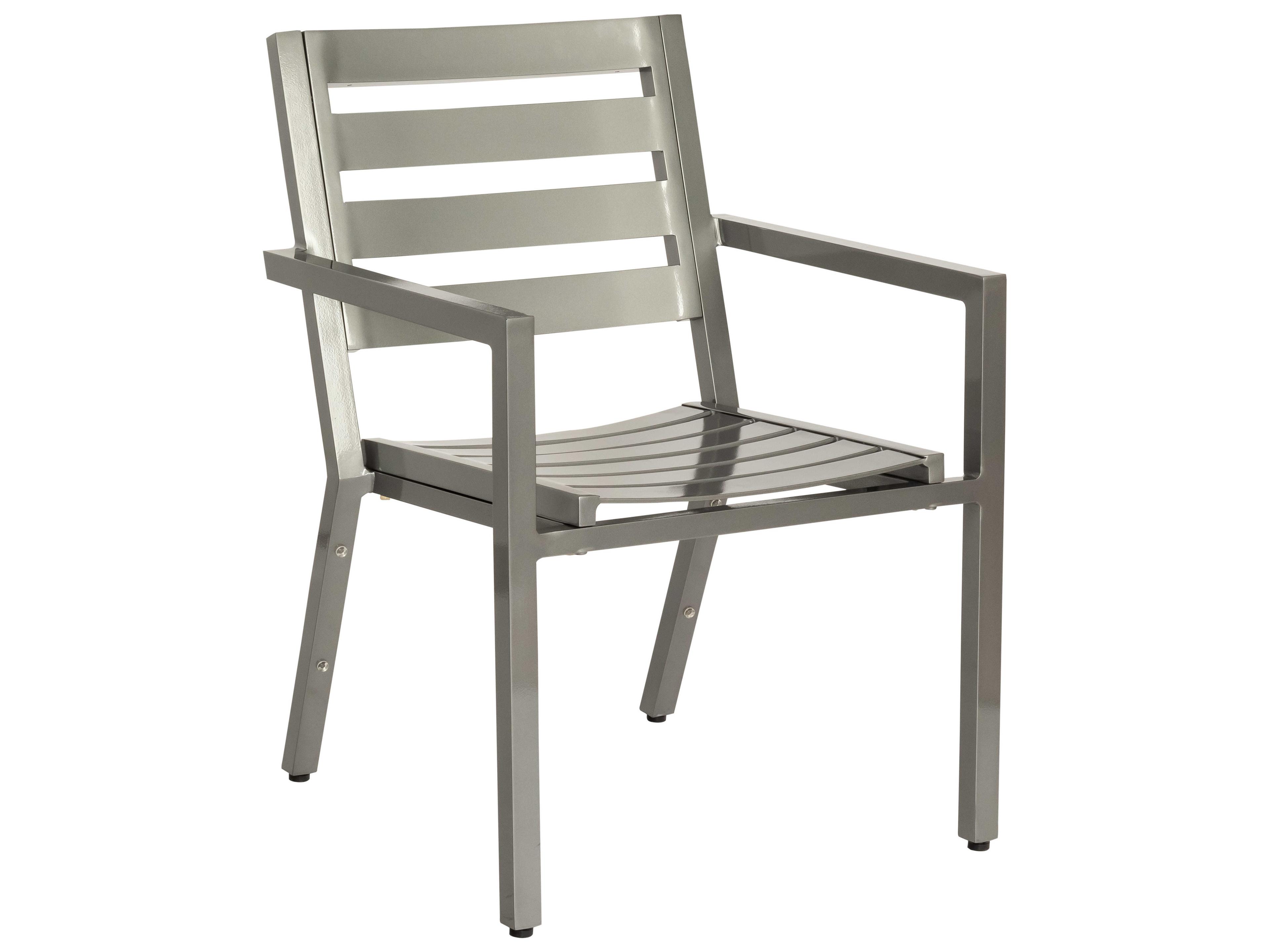 Woodard Palm Coast Slat Aluminum Stackable Outdoor Dining Arm Chair