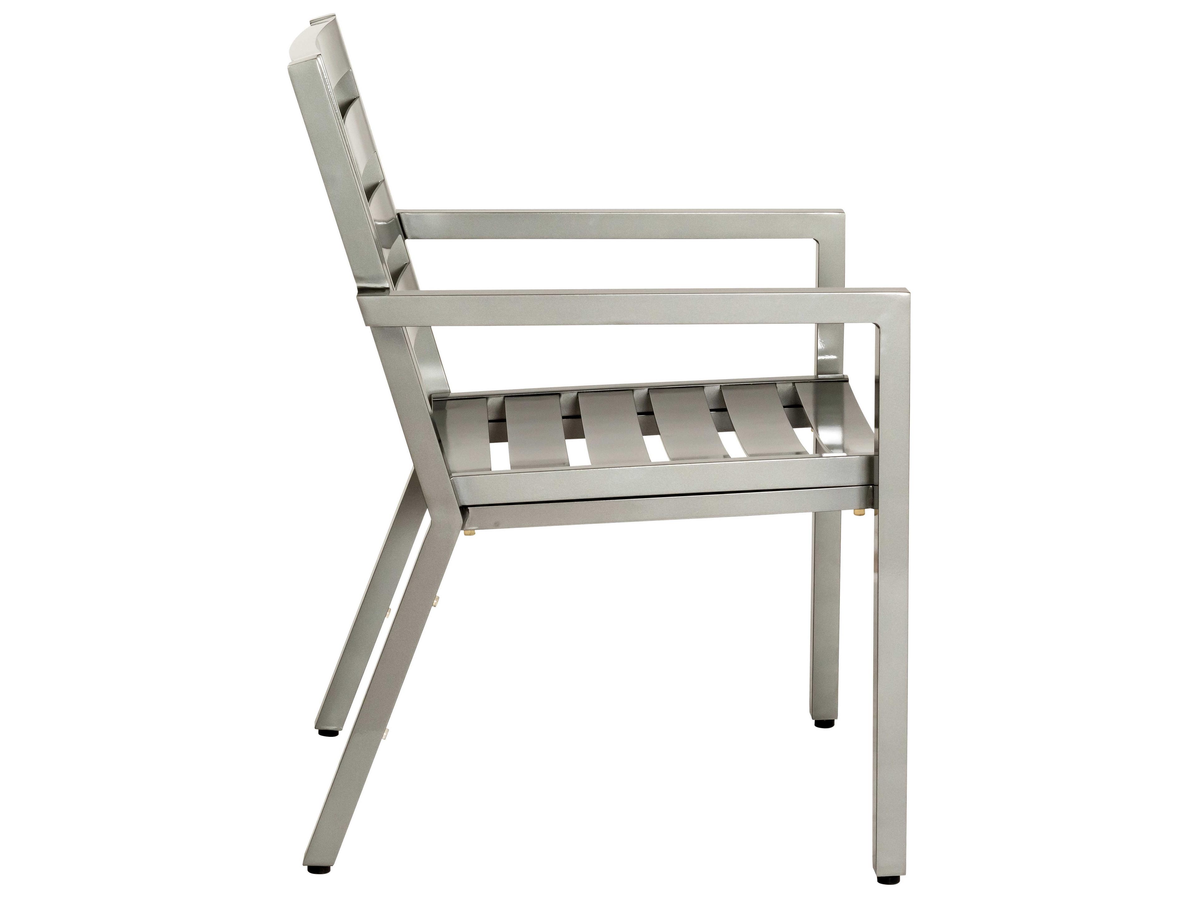Woodard Palm Coast Slat Aluminum Stackable Outdoor Dining Arm Chair