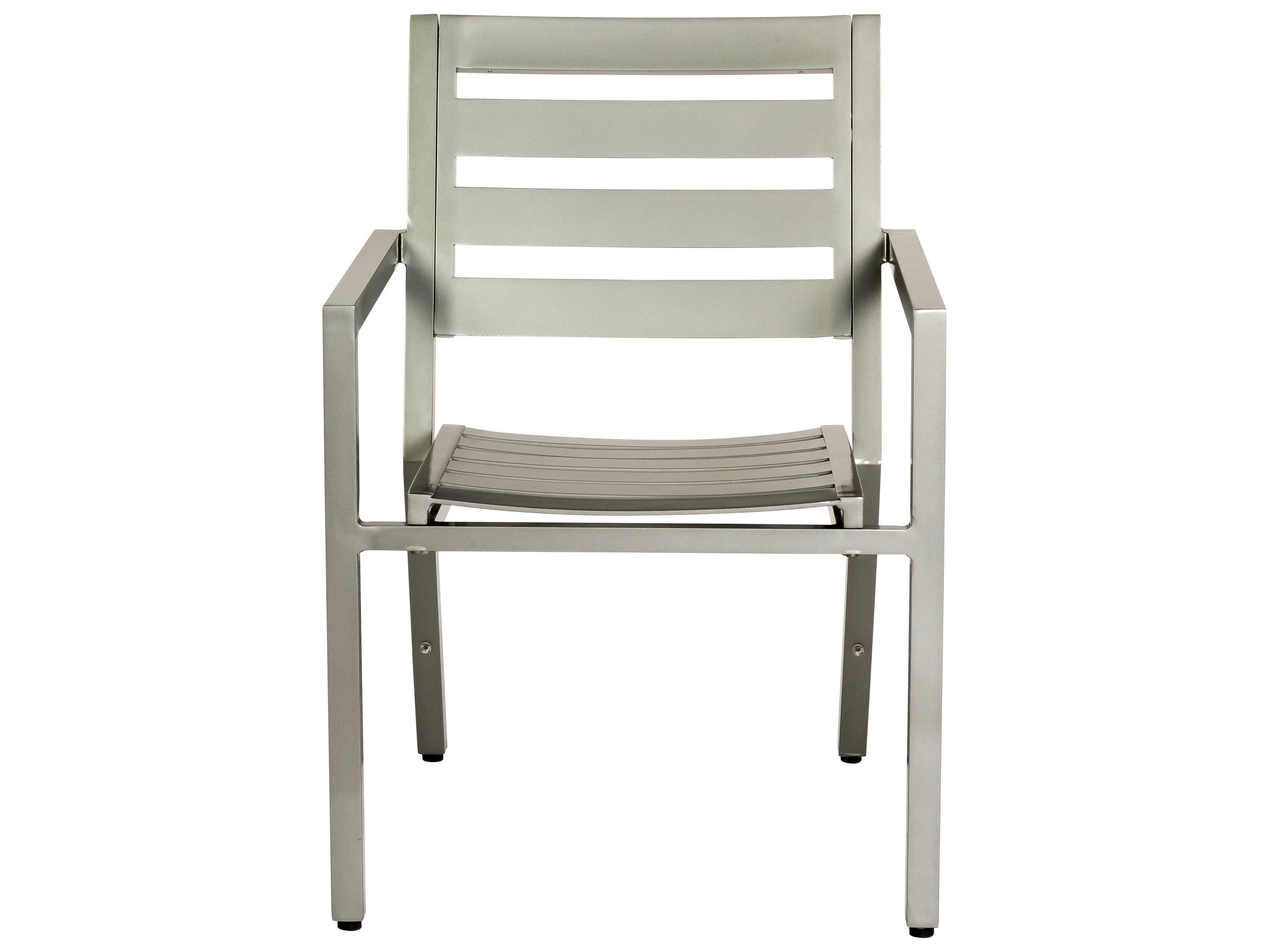Woodard Palm Coast Slat Aluminum Stackable Outdoor Dining Arm Chair