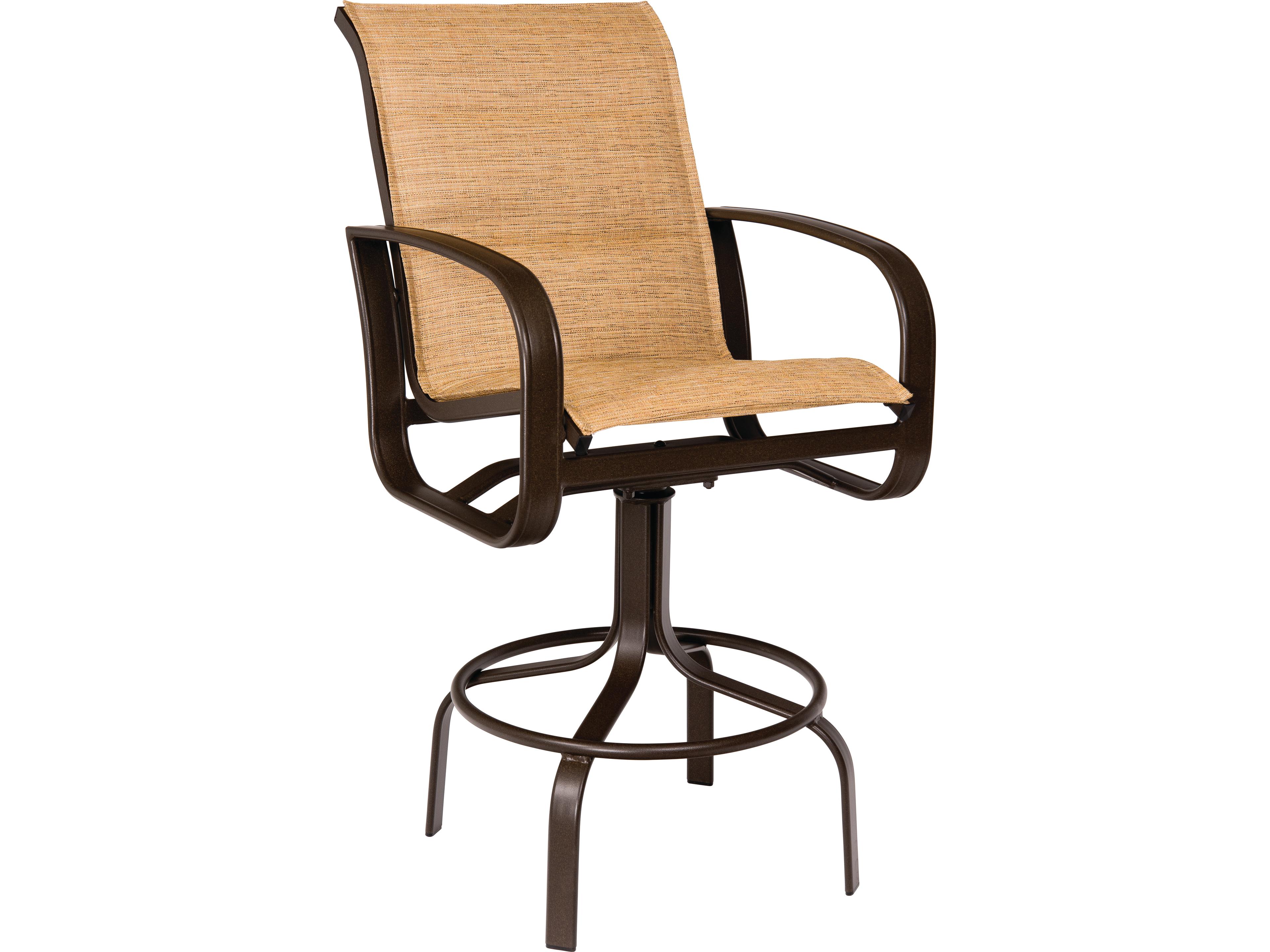 Cayman Isle Padded Sling Aluminum Swivel Patio Bar Stool