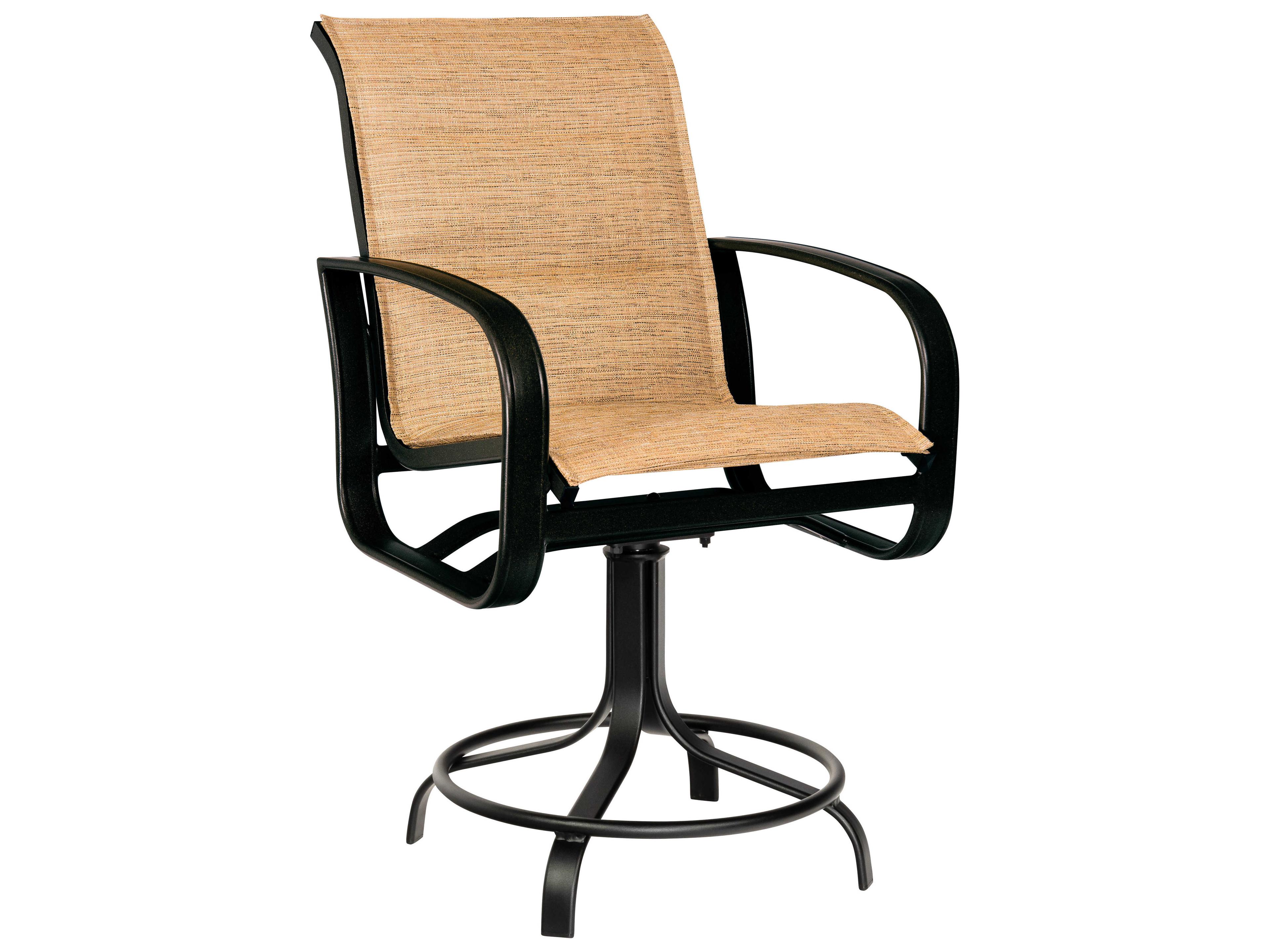 Woodard Cayman Isle Padded Sling Aluminum Swivel Patio Counter Stool