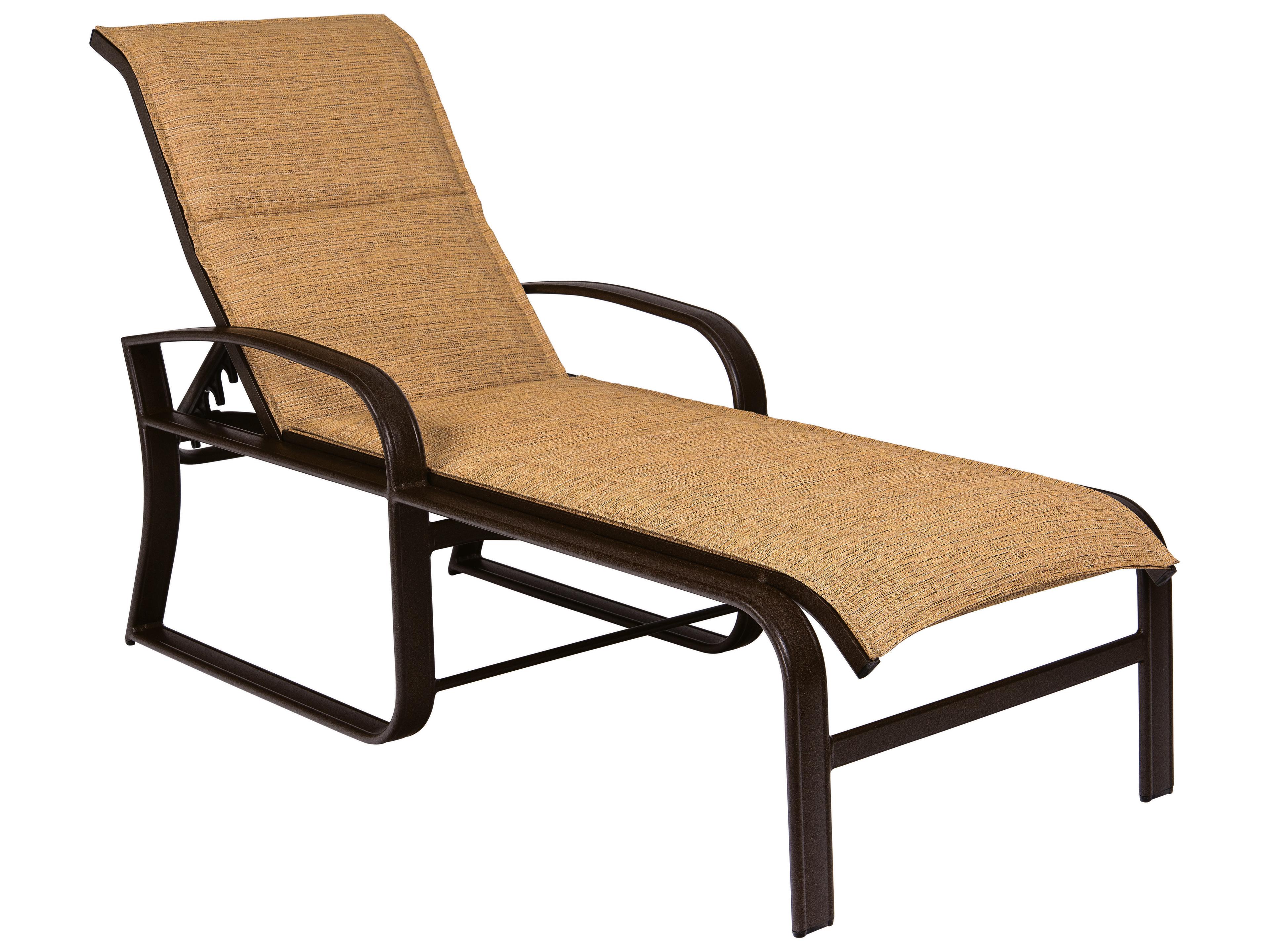 Woodard Cayman Isle Padded Sling Aluminum Adjustable Outdoor Patio Chaise Lounge