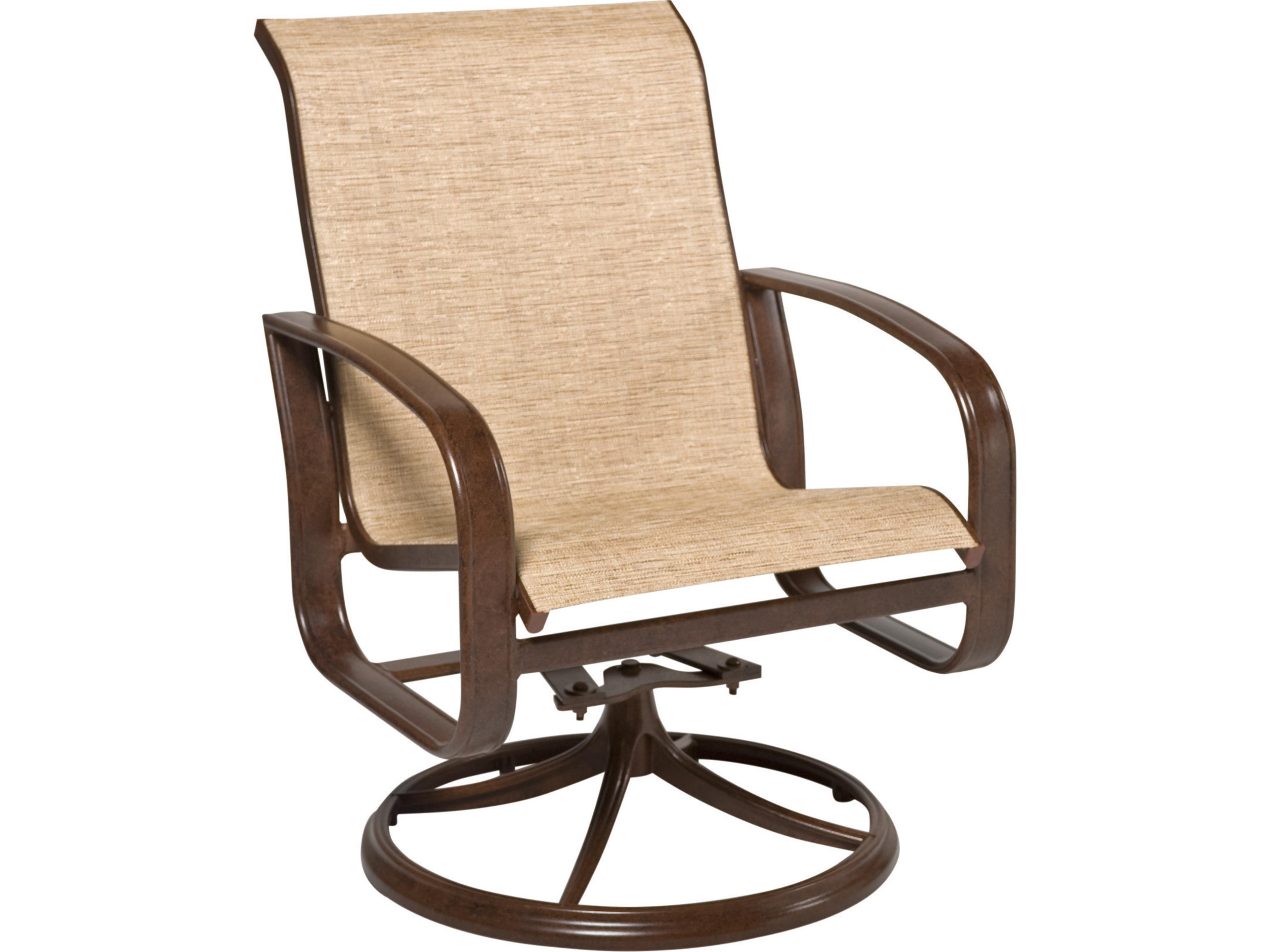 Cayman Isle Sling Aluminum Swivel Rocker Outdoor Dining Arm Chair