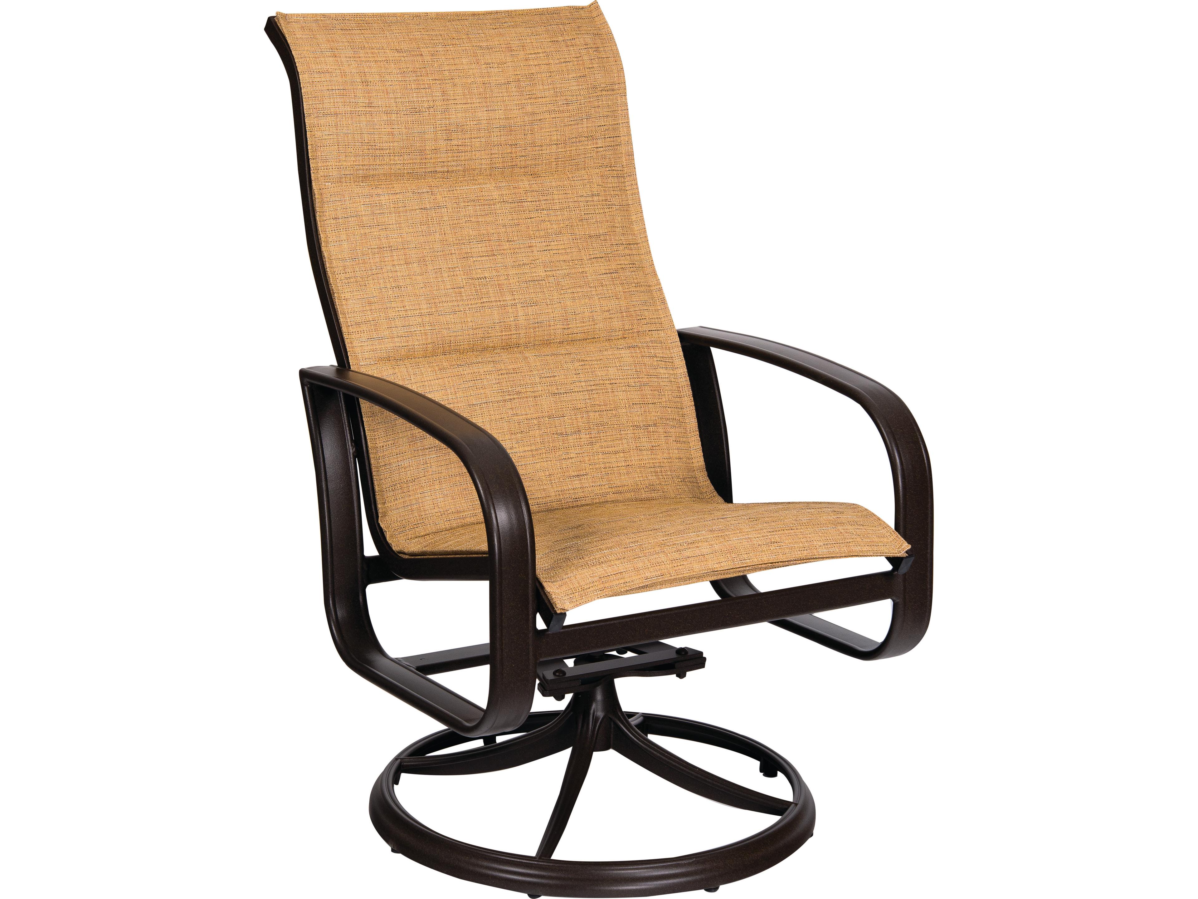 Cayman Isle Padded Sling Aluminum High Back Swivel Rocker Outdoor Lounge Chair