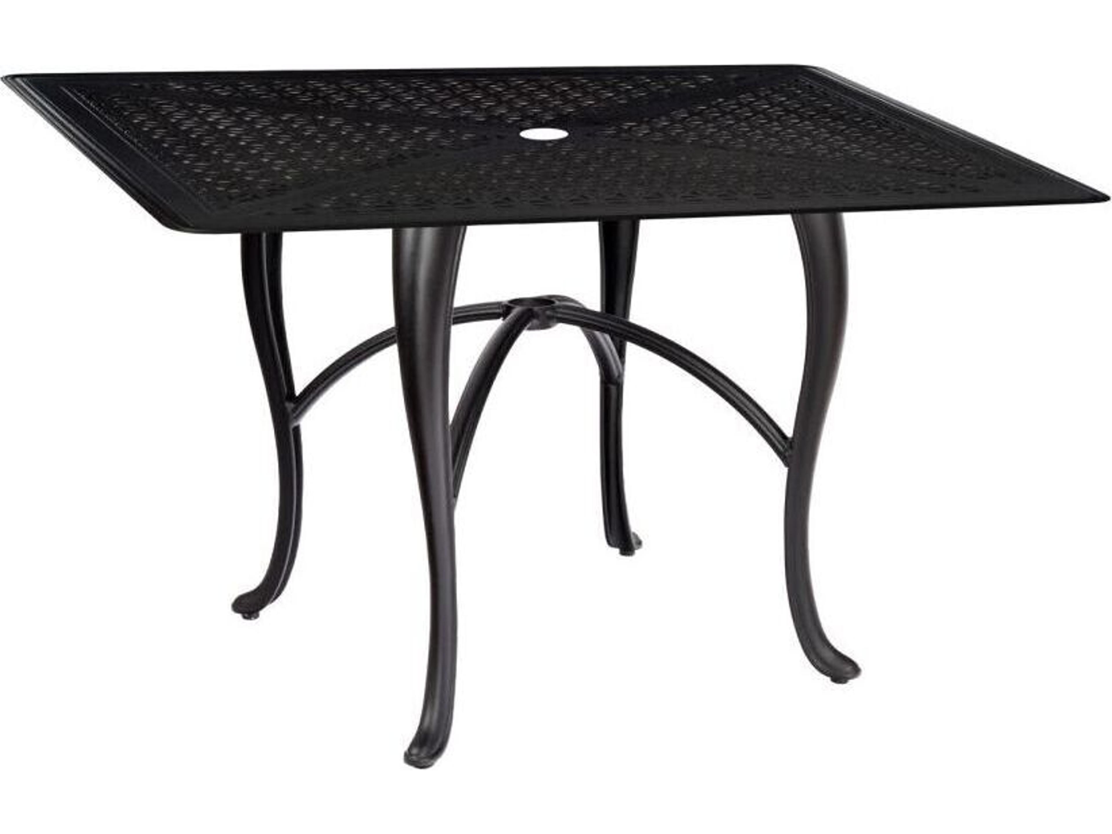 Hampton Cast Aluminum Rectangular Outdoor Dining Table with Umbrella Hole