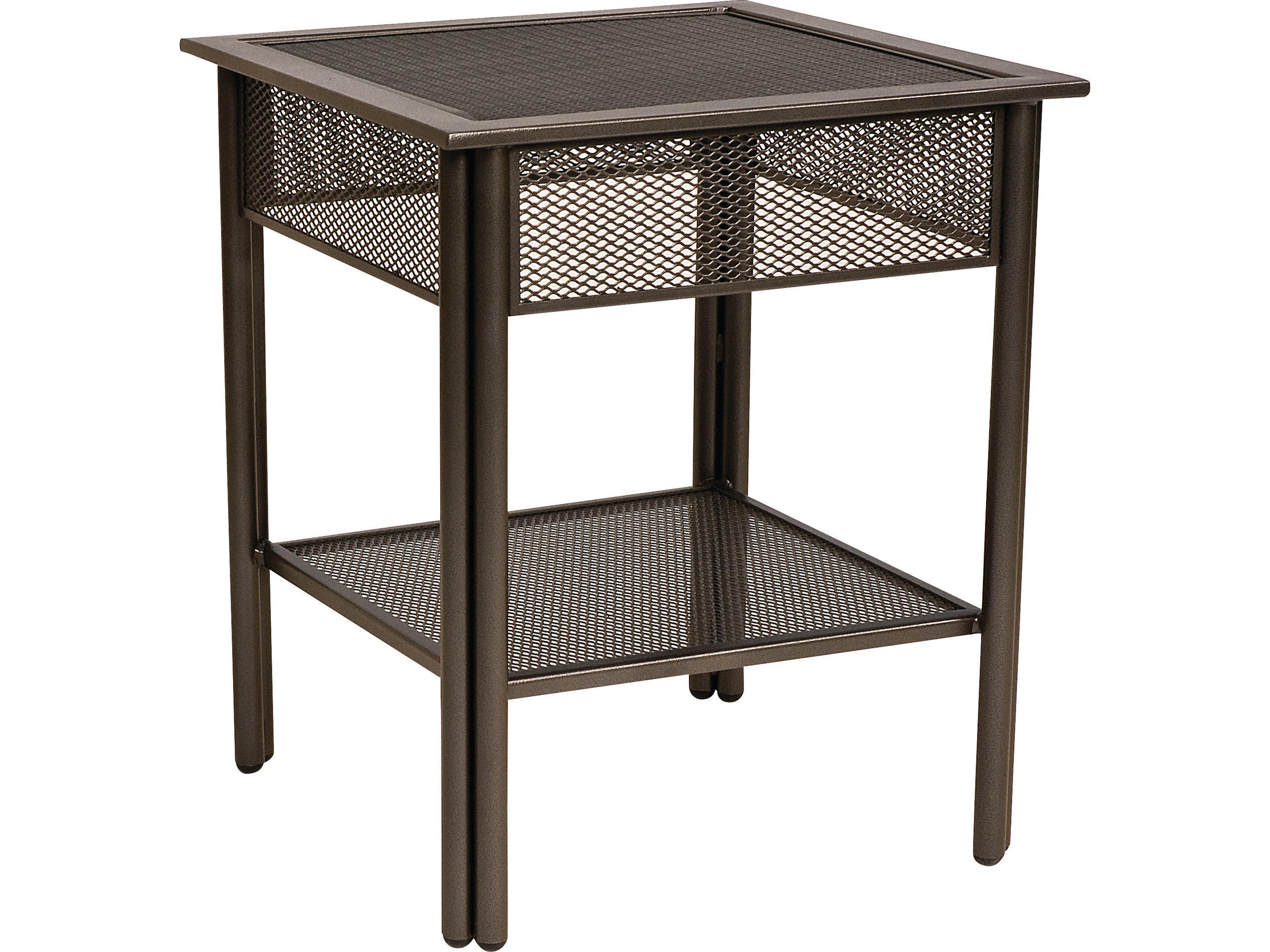 Jax Wrought Iron Square Micro-Mesh Top Patio End Table
