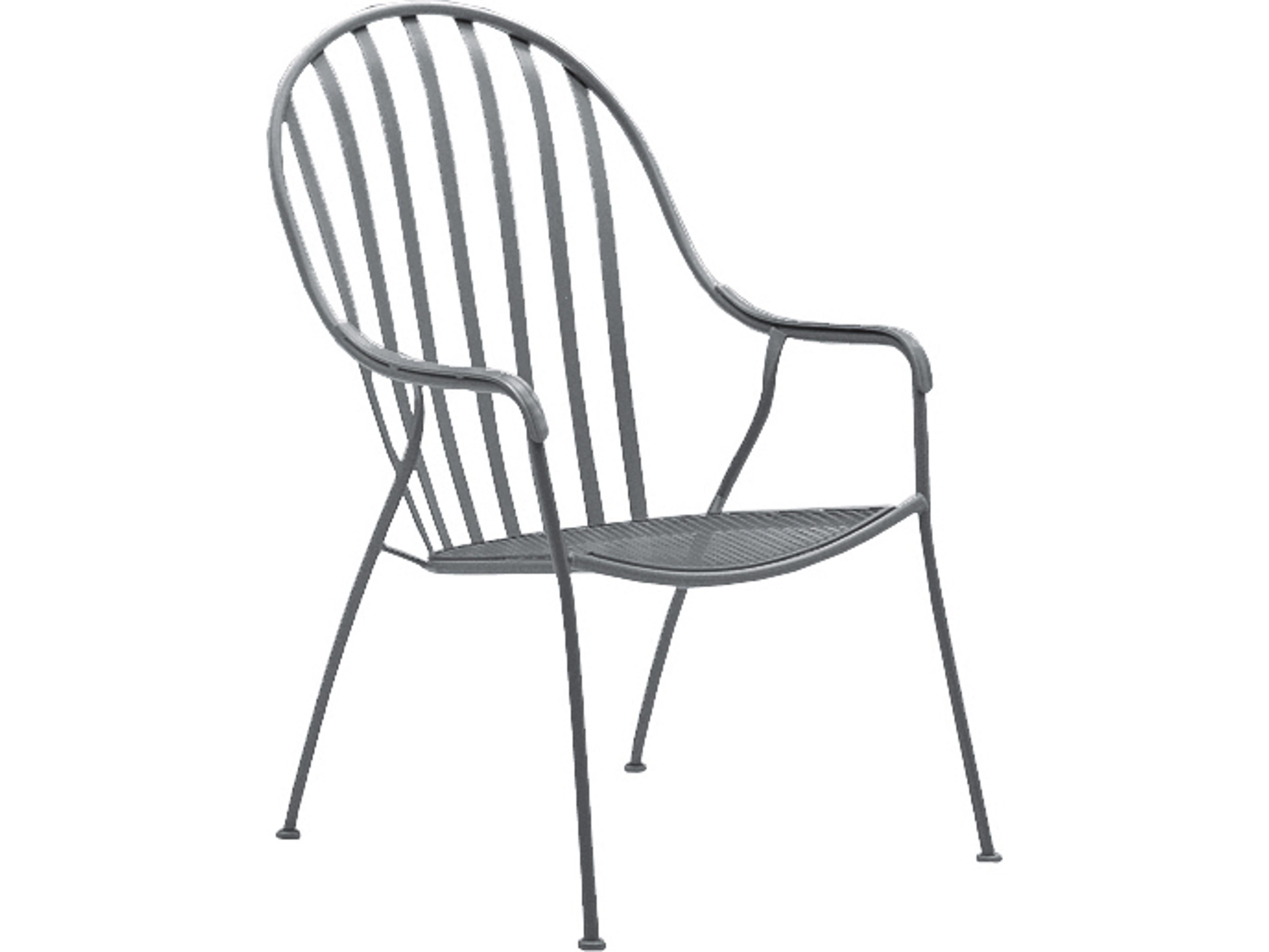Valencia Wrought Iron Stackable High Back Barrel Outdoor Dining Arm Chair