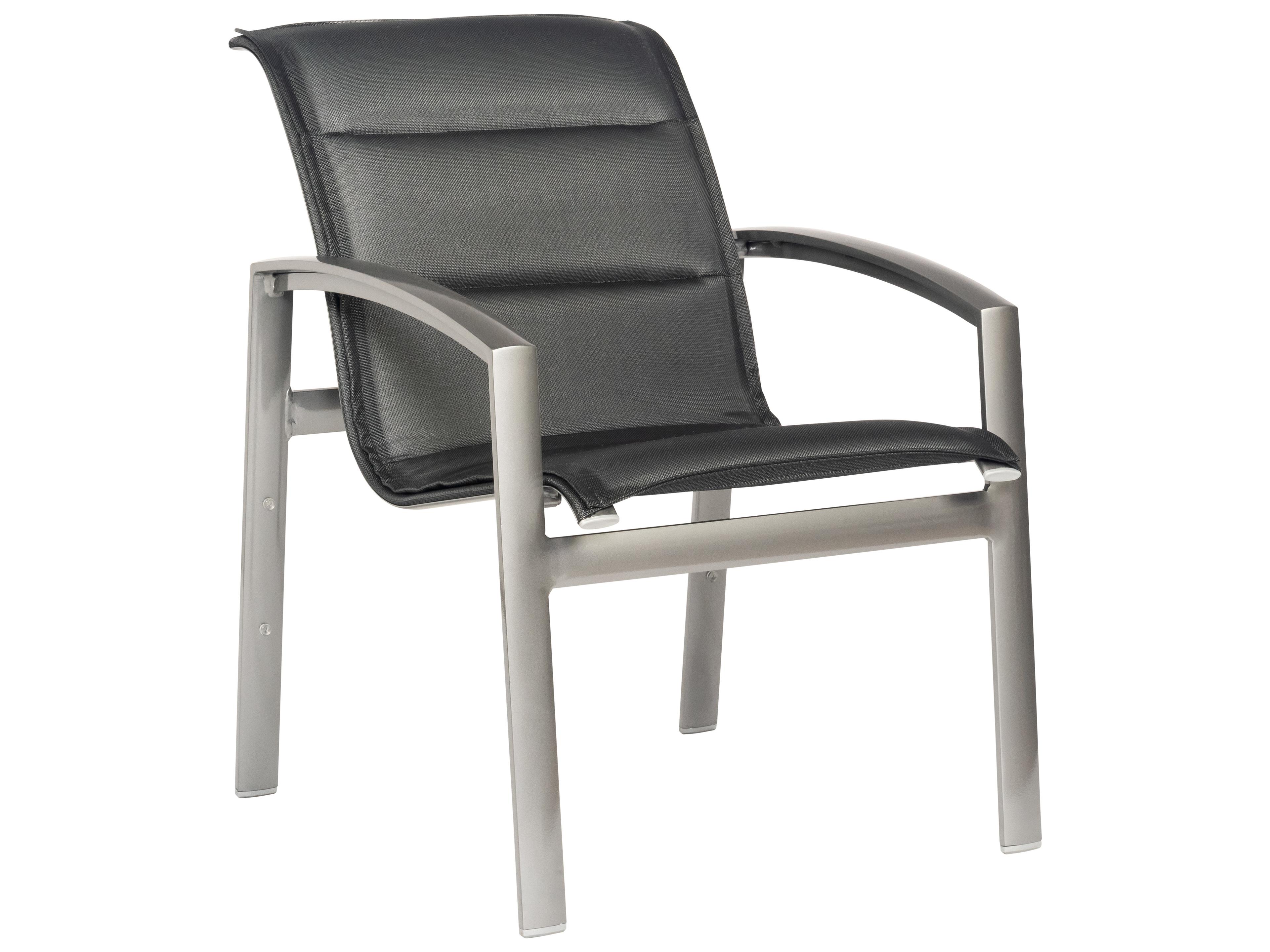 Metropolis Padded Sling Aluminum Stackable Outdoor Patio Dining Arm Chair