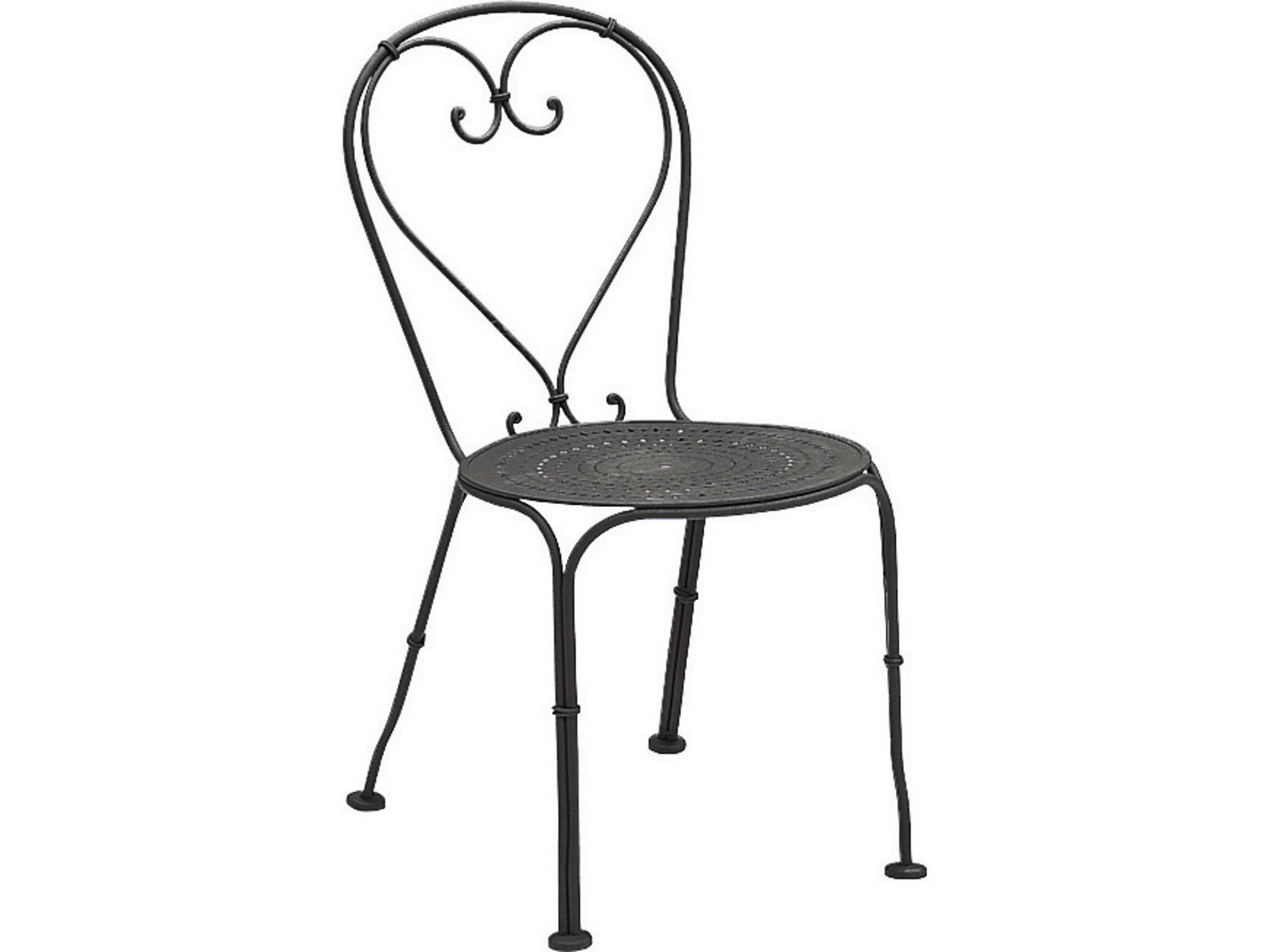 Parisienne Wrought Iron Pattern Seat Patio Dining Side Chair