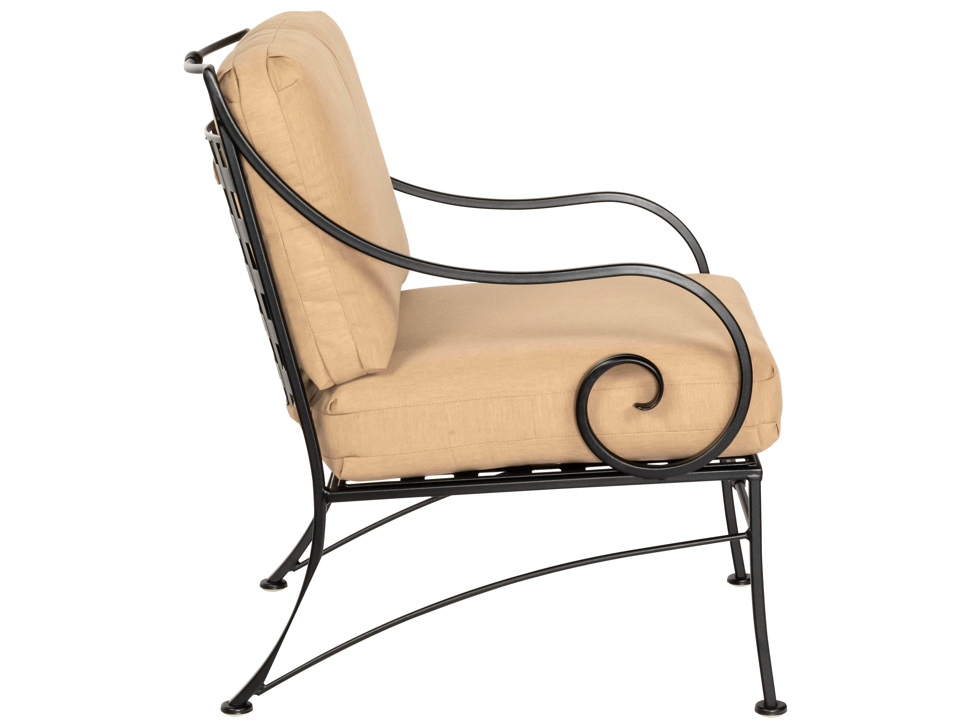 Woodard Sheffield Cushion Wrought Iron Outdoor Lounge Chair