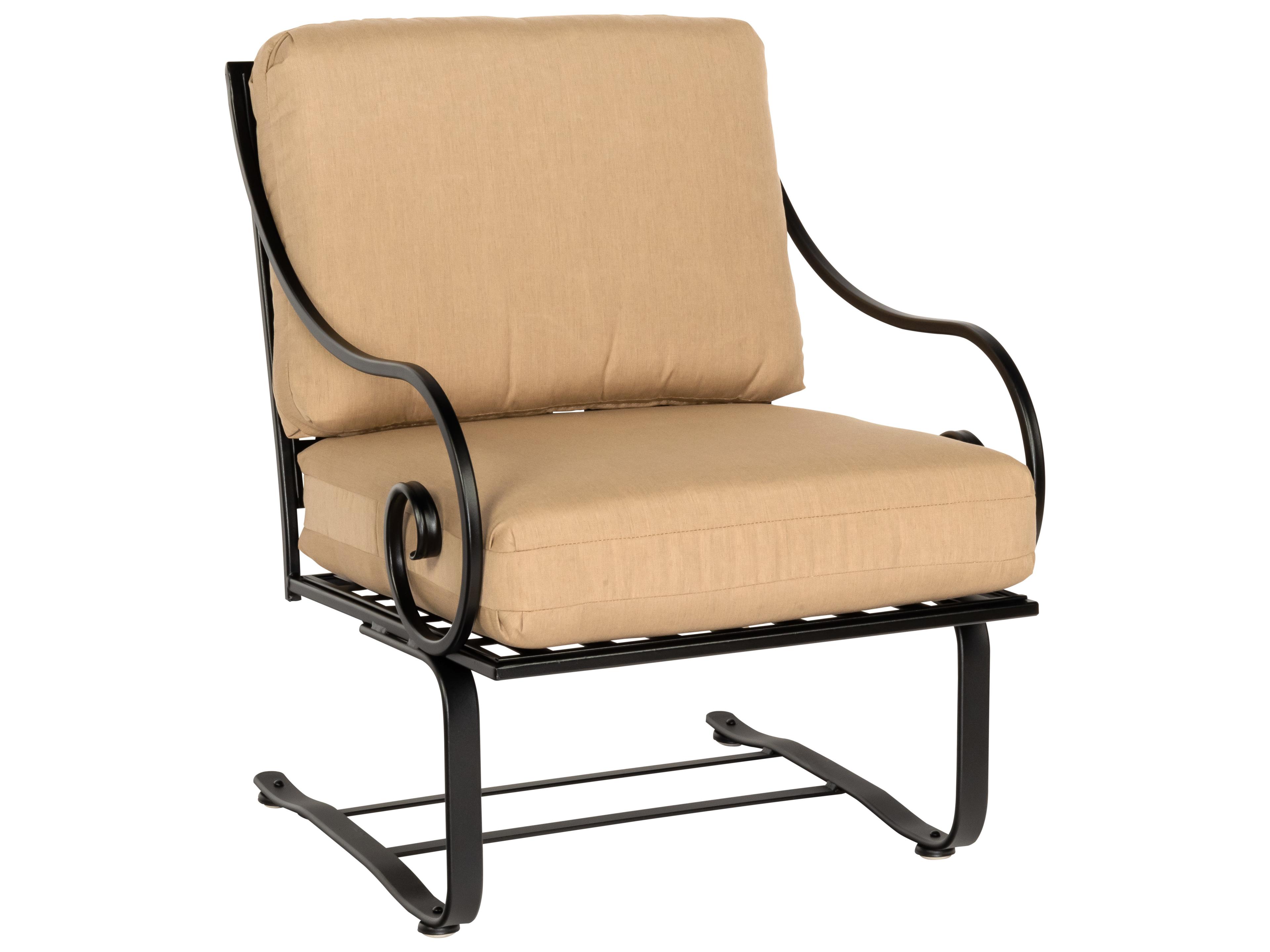 Woodard Sheffield Cushion Wrought Iron Spring Outdoor Patio Lounge Chair