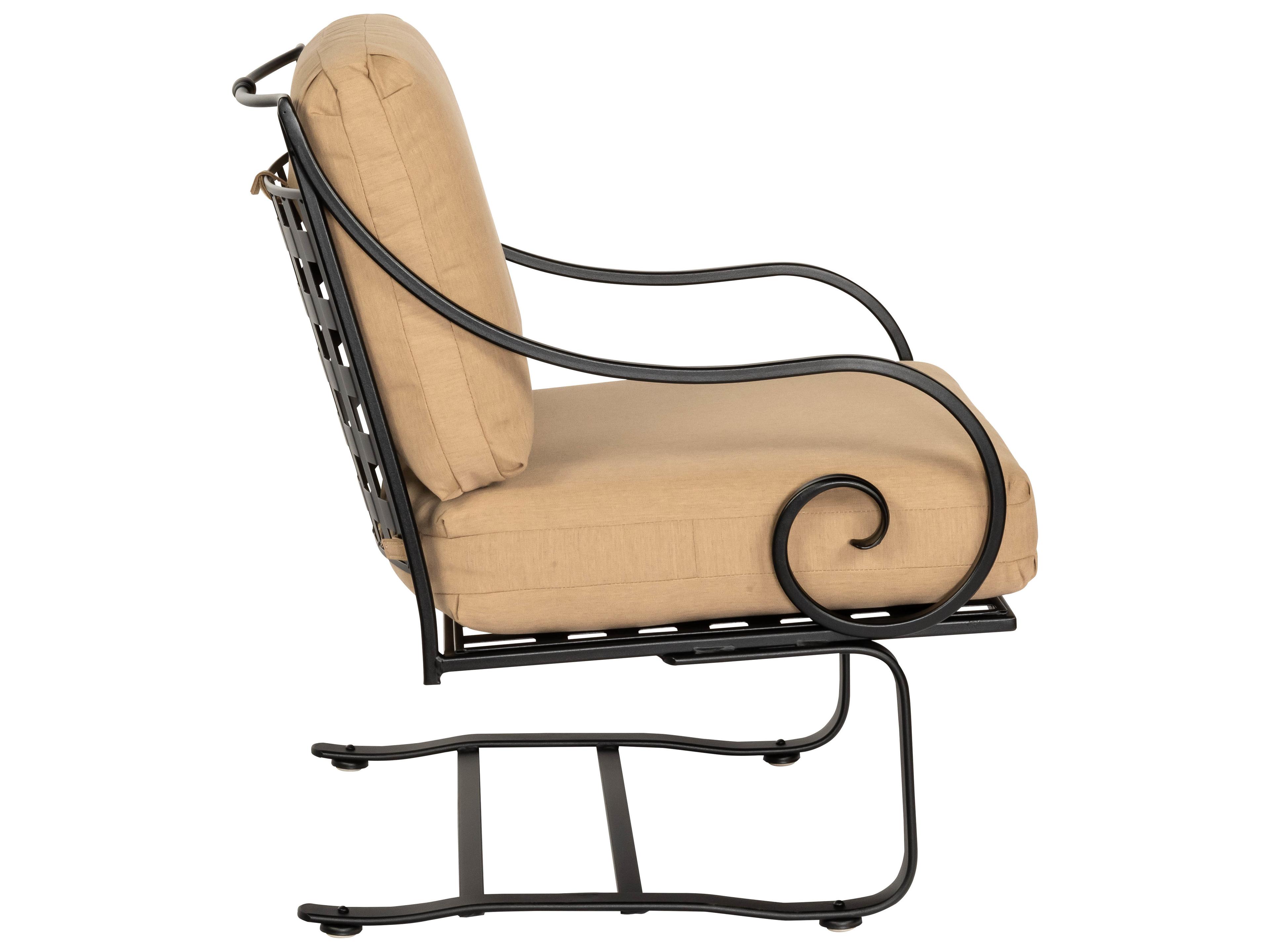 Woodard Sheffield Cushion Wrought Iron Spring Outdoor Patio Lounge Chair