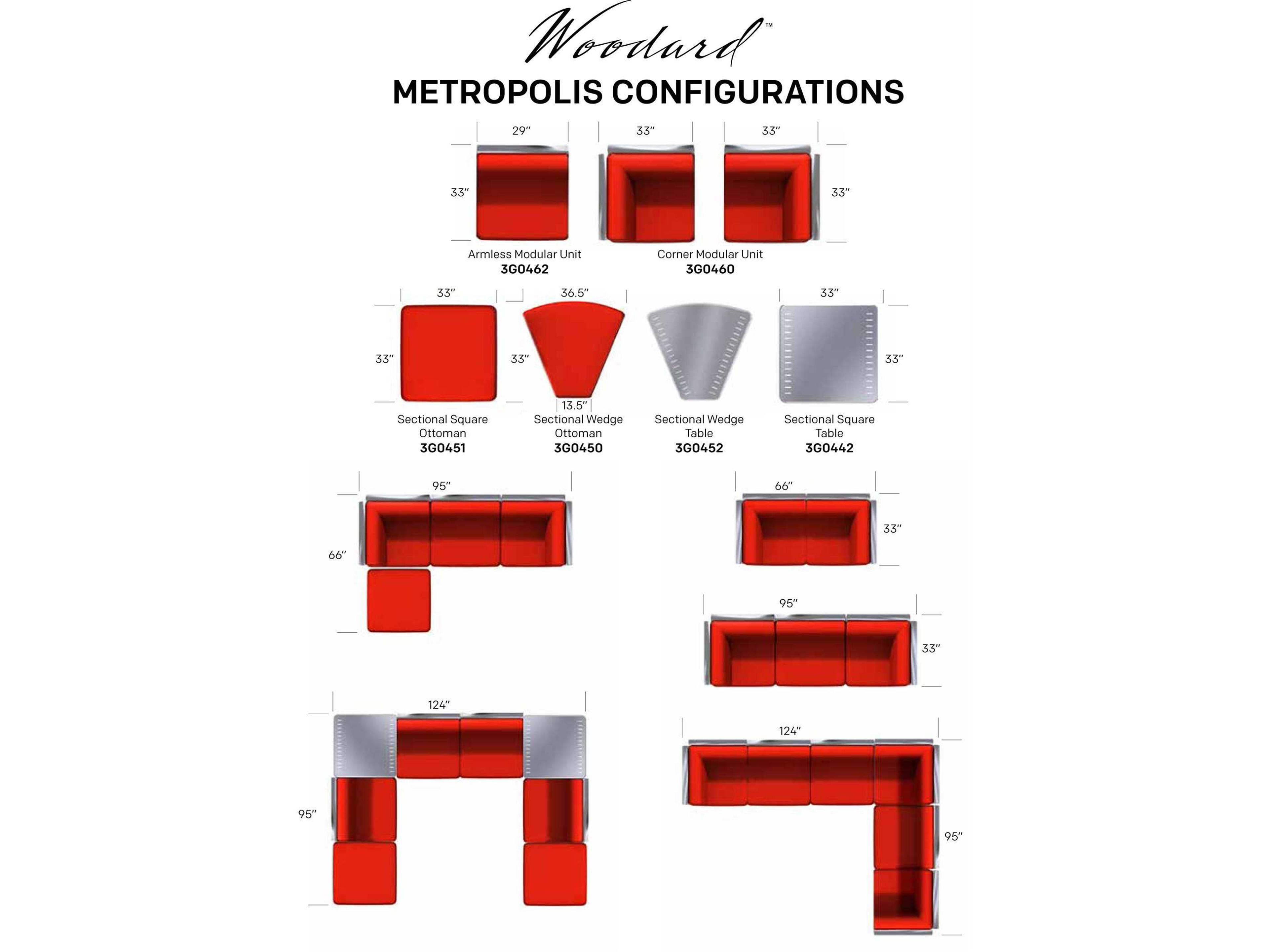 Woodard Metropolis Cushion Aluminum Sectional Square Outdoor Ottoman