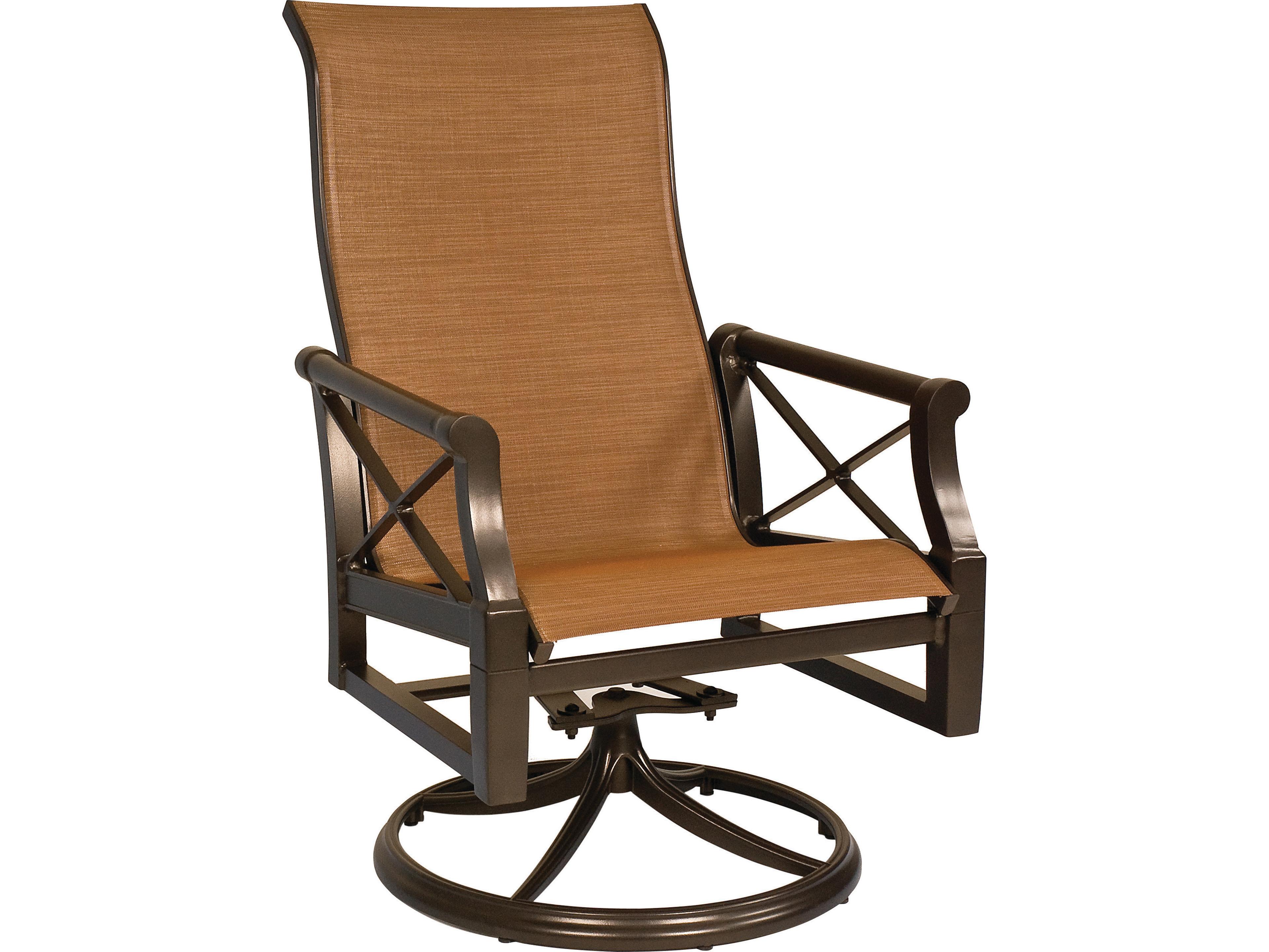 Andover Sling Aluminum High Back Swivel Rocker Outdoor Dining Arm Chair