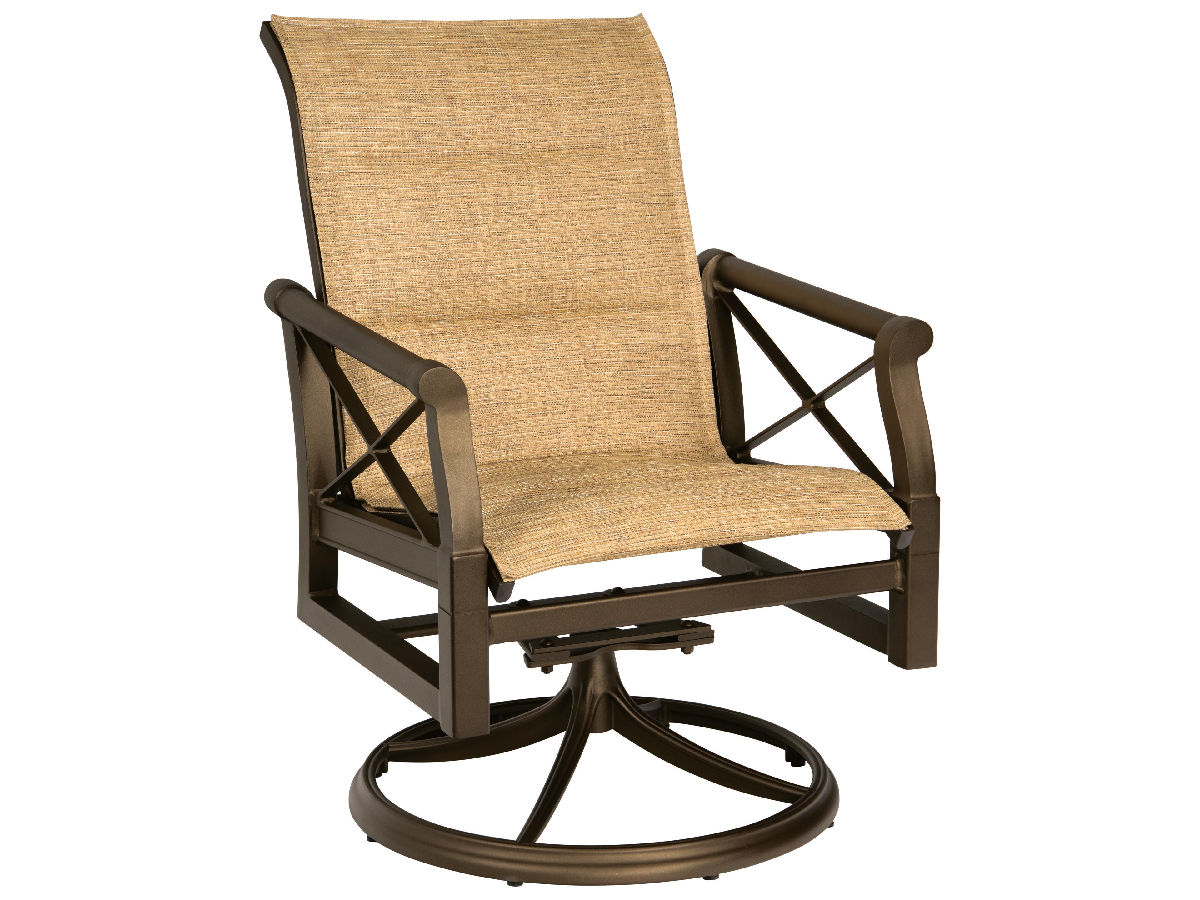 Andover Padded Sling Aluminum Swivel Rocking Patio Dining Arm Chair