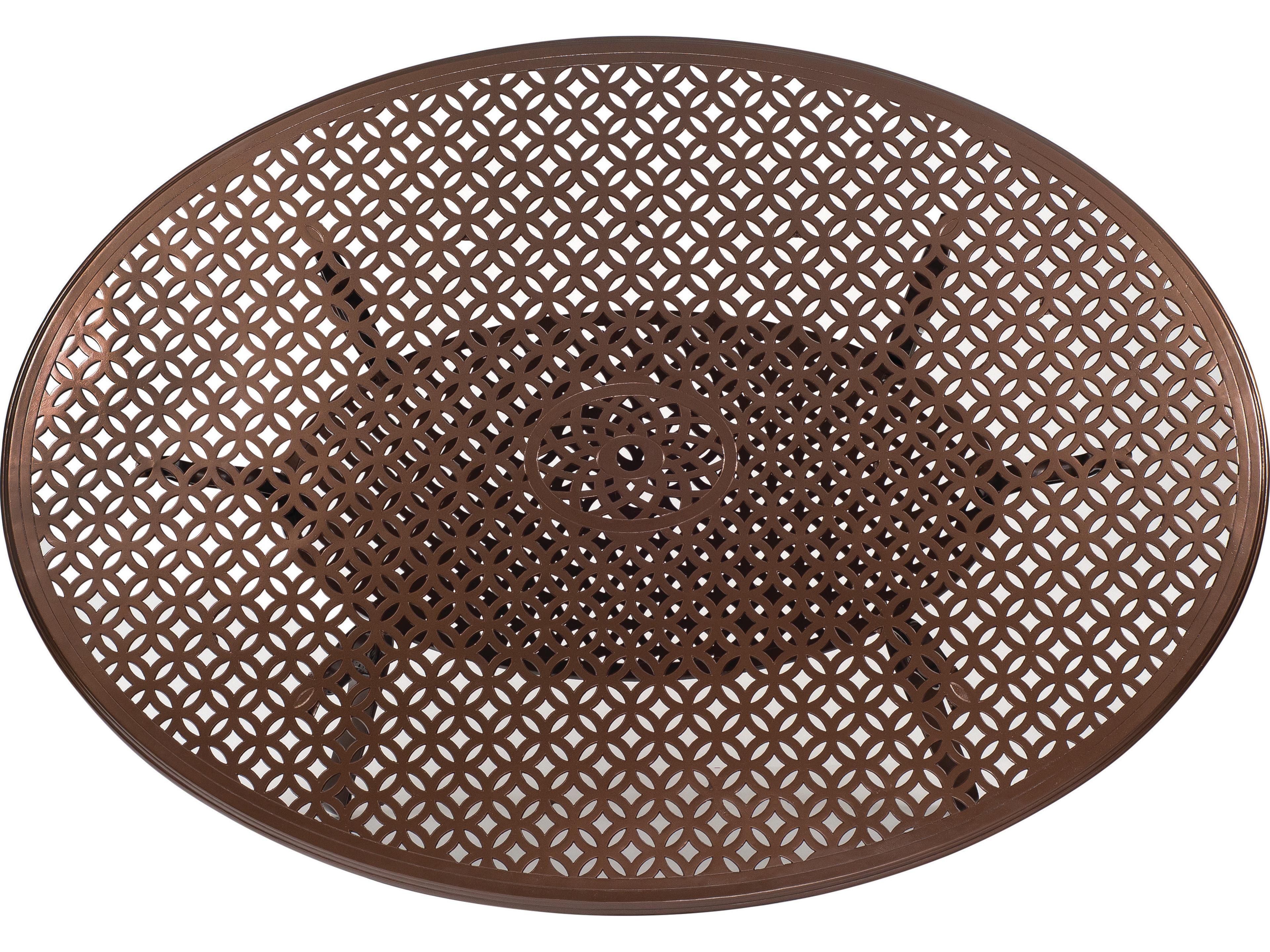 Woodard Casa Cast Aluminum Oval Outdoor Dining Table with Umbrella Hole