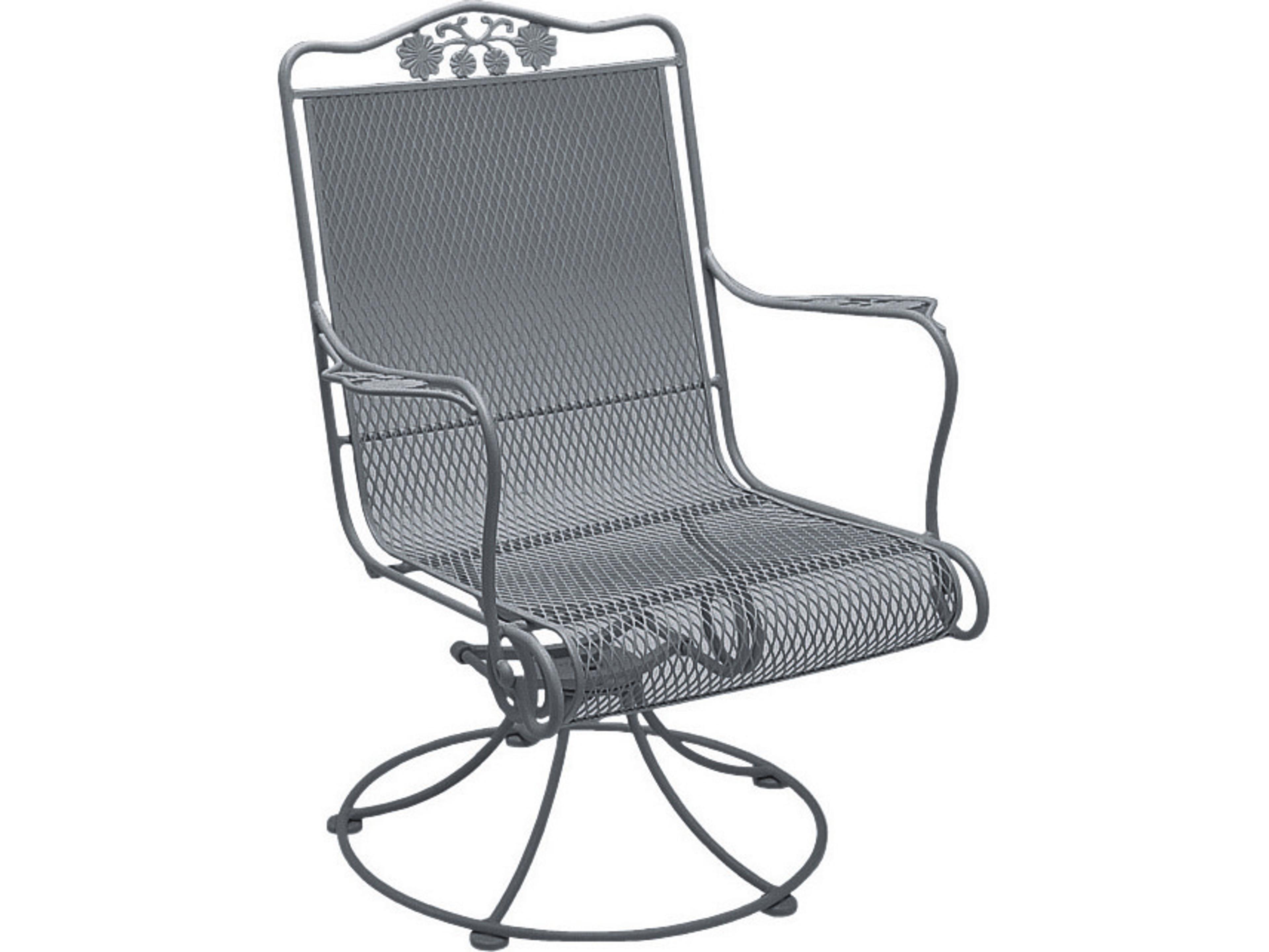 Briarwood Wrought Iron High Back Swivel Rocker Outdoor Dining Arm Chair