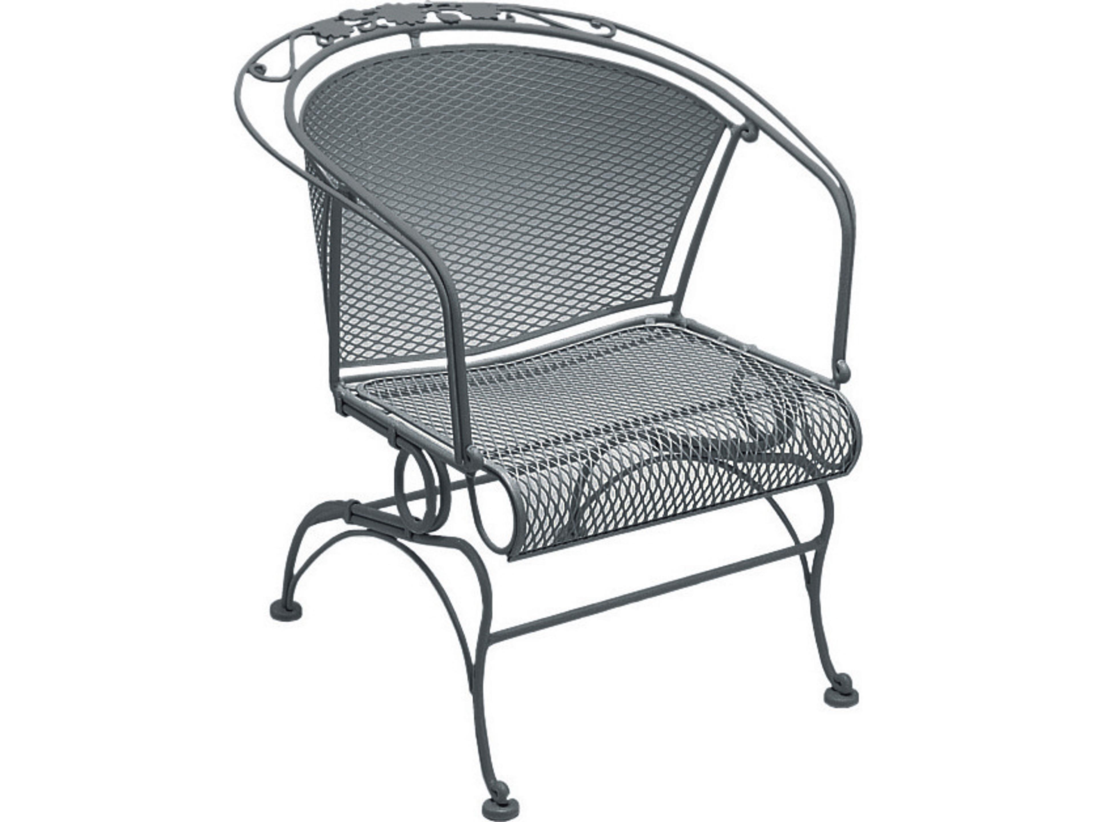 Briarwood Wrought Iron Coil Spring Barrel Outdoor Dining Arm Chair