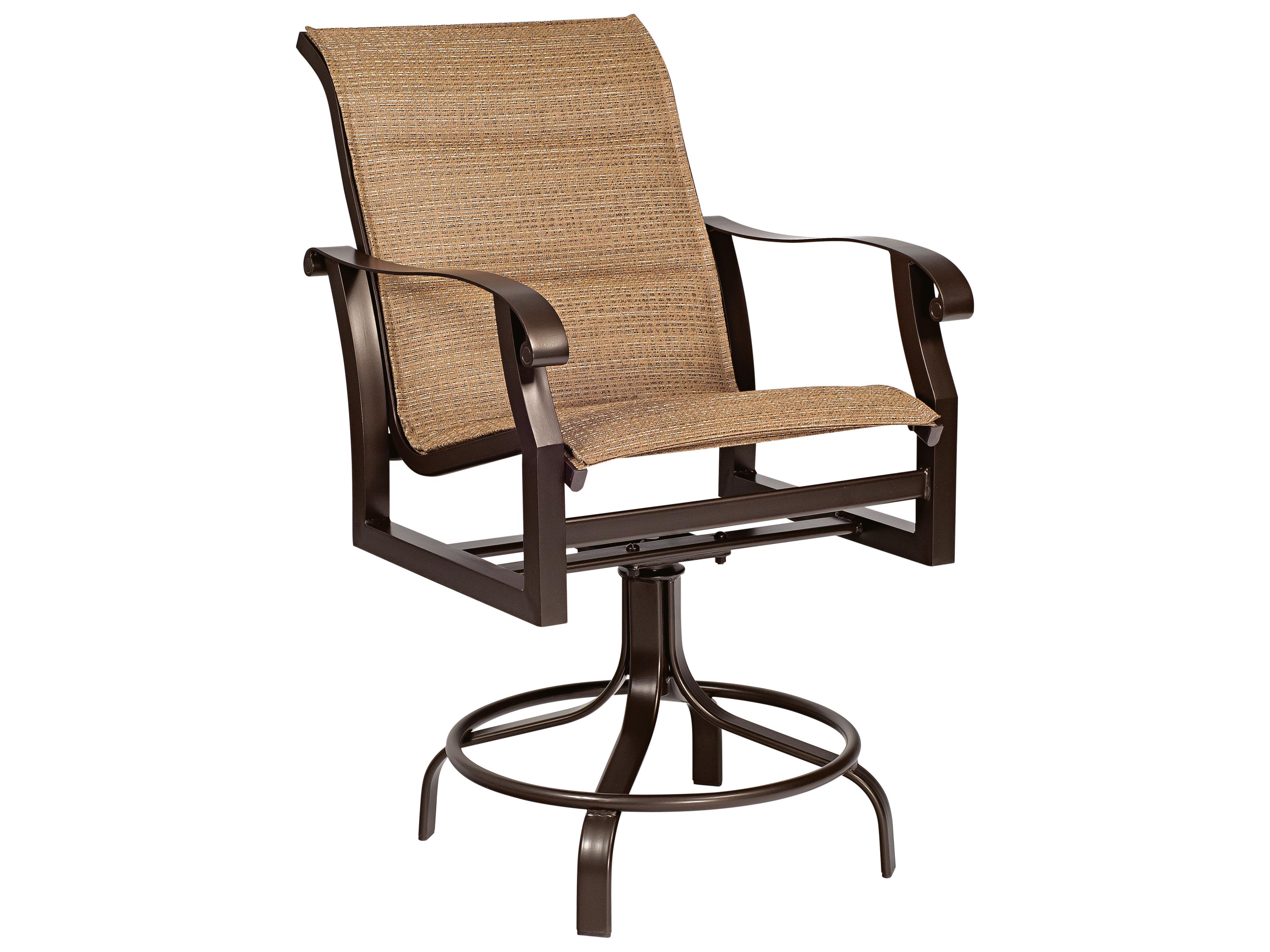 Woodard Cortland Padded Sling Aluminum Swivel Patio Counter Stool