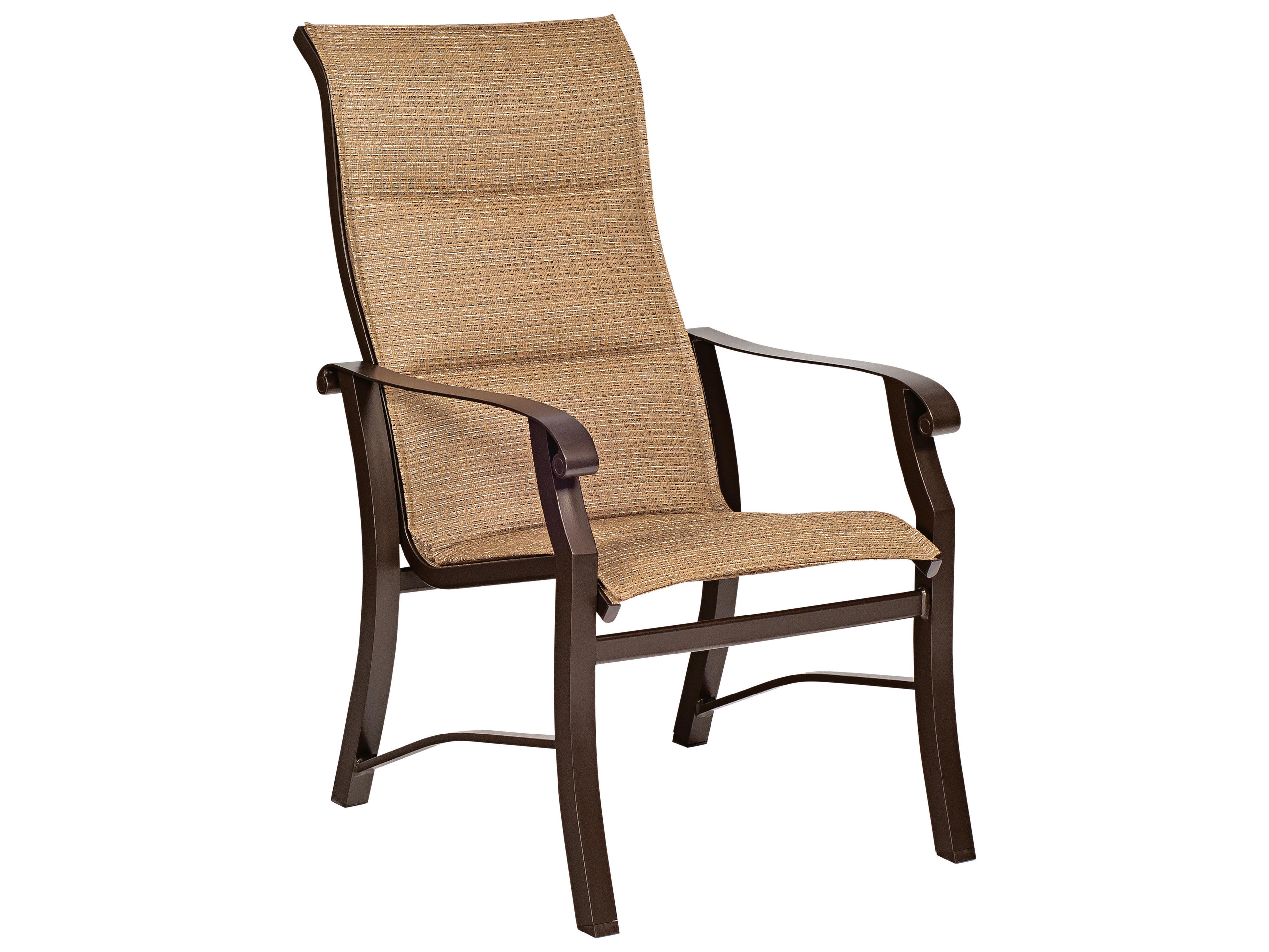 Cortland Padded Sling Aluminum High Back Outdoor Dining Arm Chair