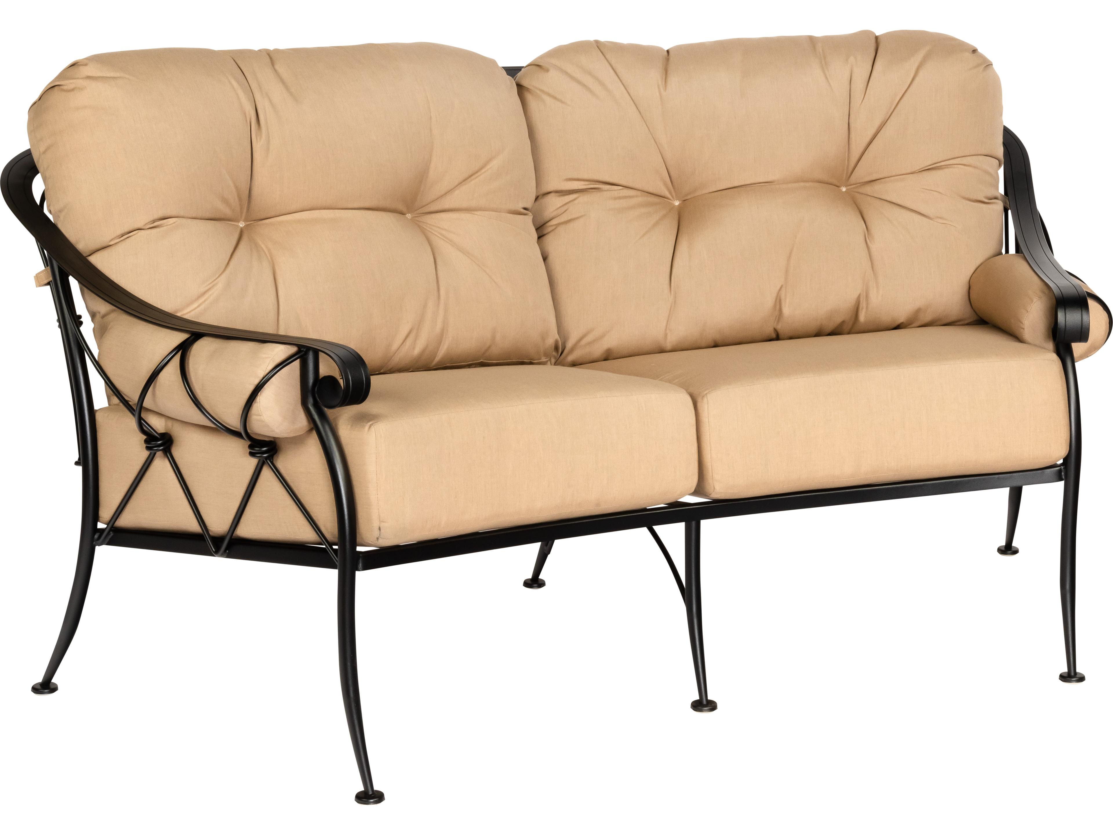Derby Cushion Wrought Iron Crescent Outdoor Loveseat